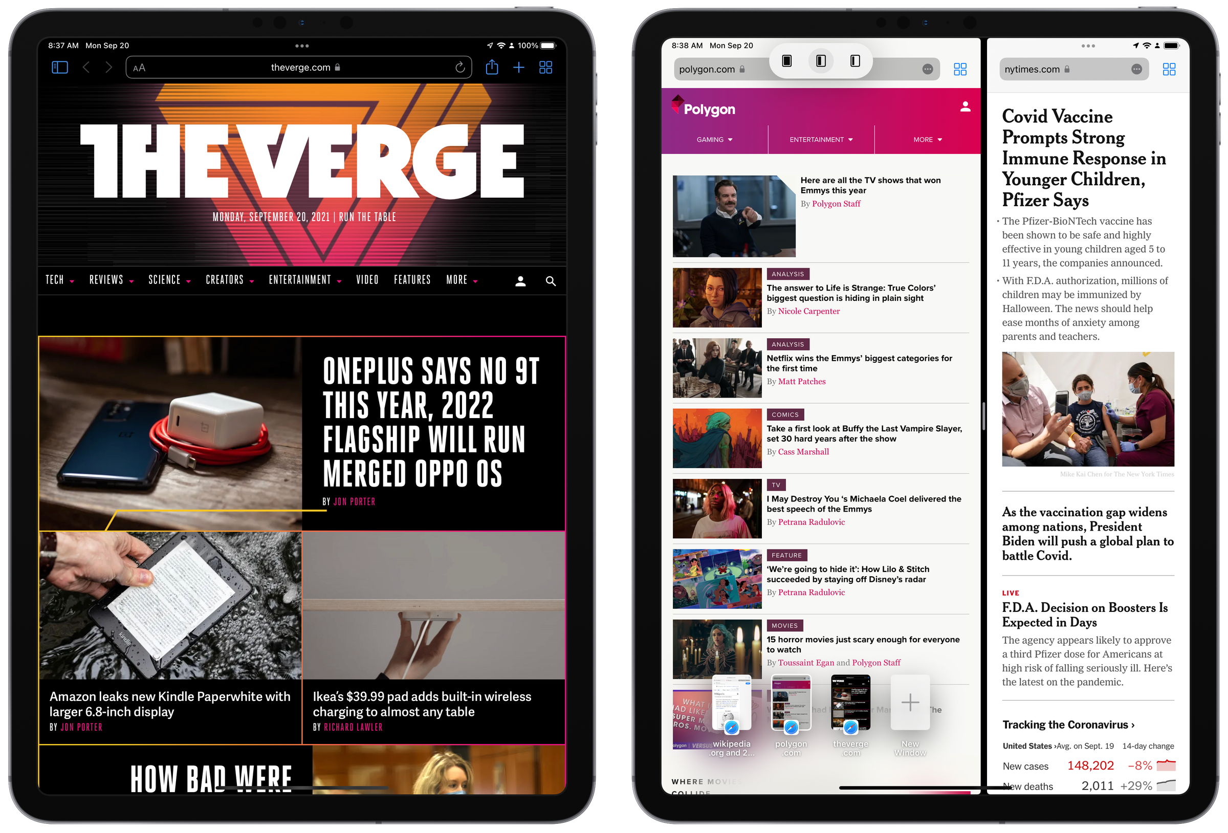The updated Safari on iOS 15, along with a look at the new multitasking bar and shelf view.