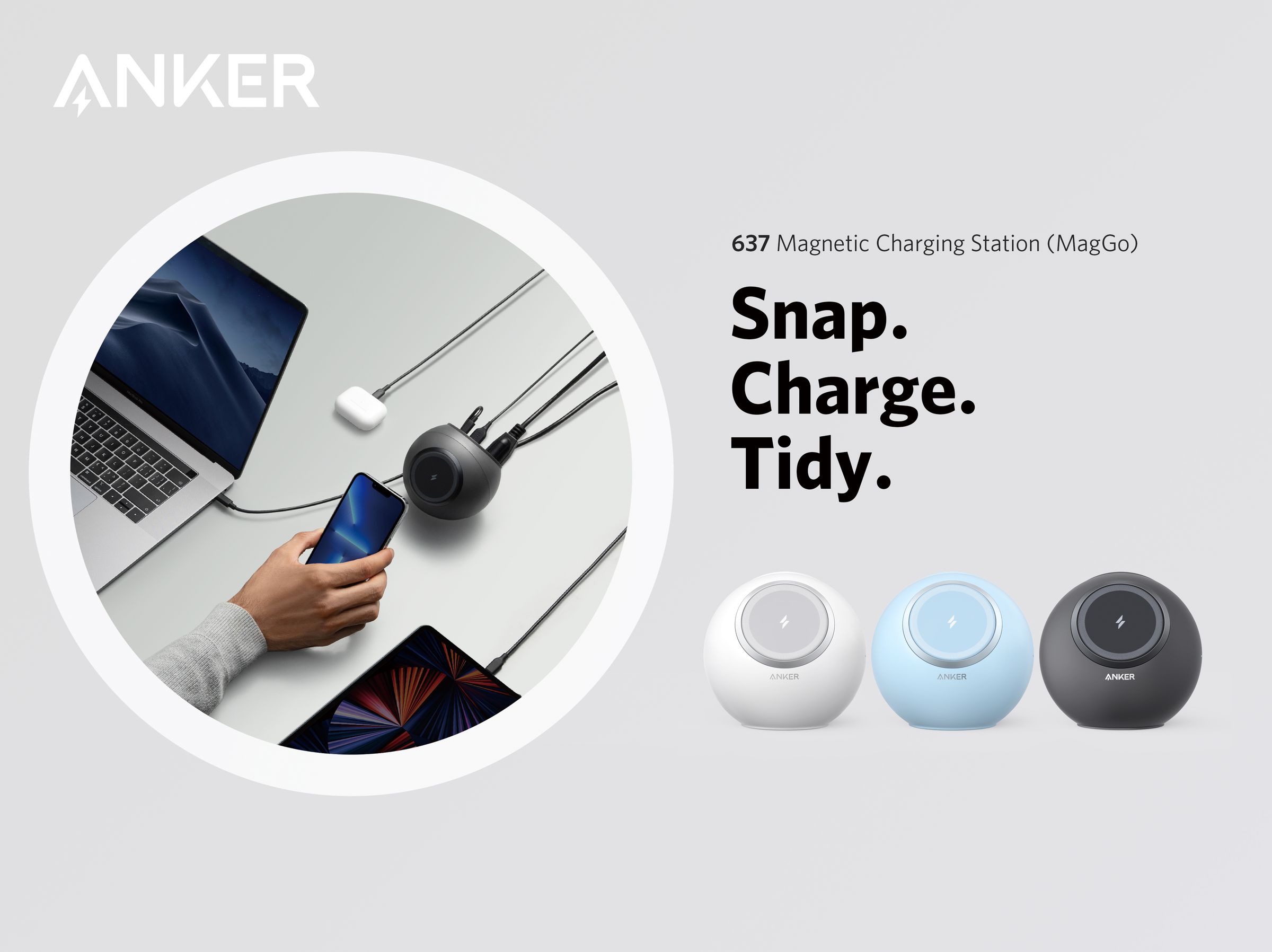 Anker MagGo Magnetic Charging Station looks like a desktop speaker but it’s really a charging hub for all your gadgets.
