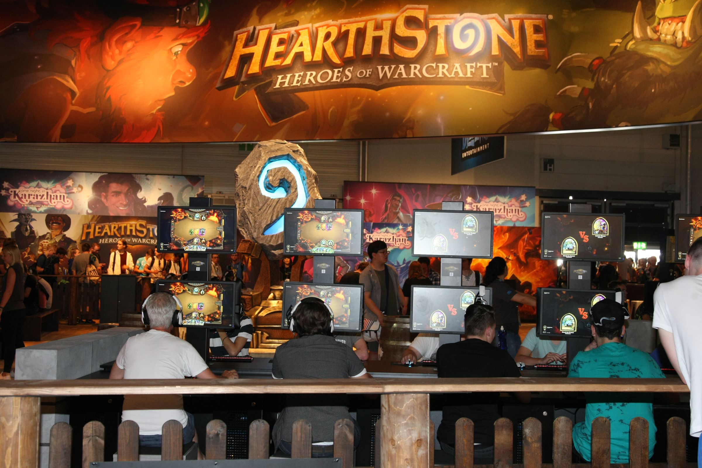 Visitors playing the Game Hearthstone Heroes of Warcraft at...