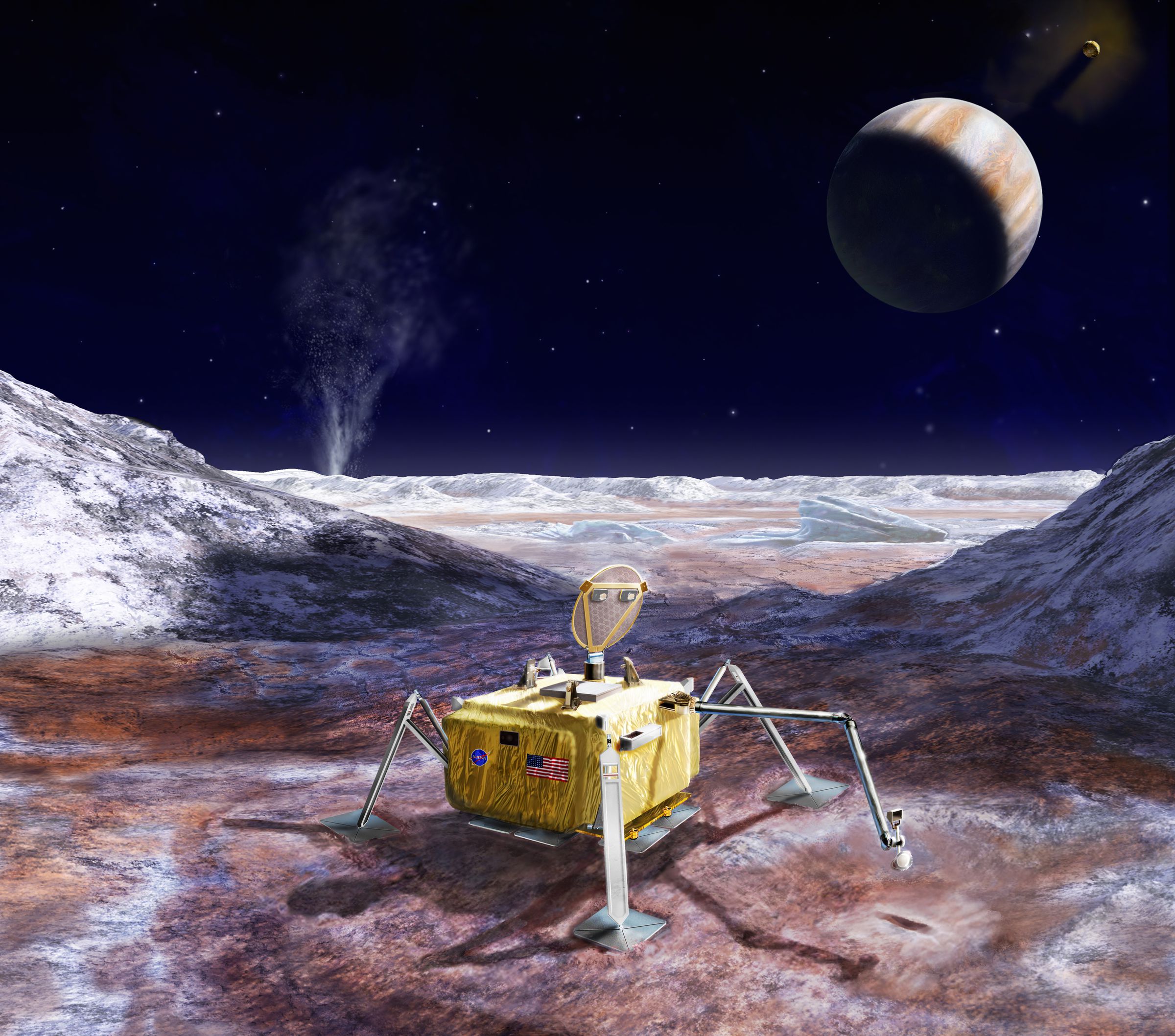 An illustration of what NASA’s Europa lander could look like.