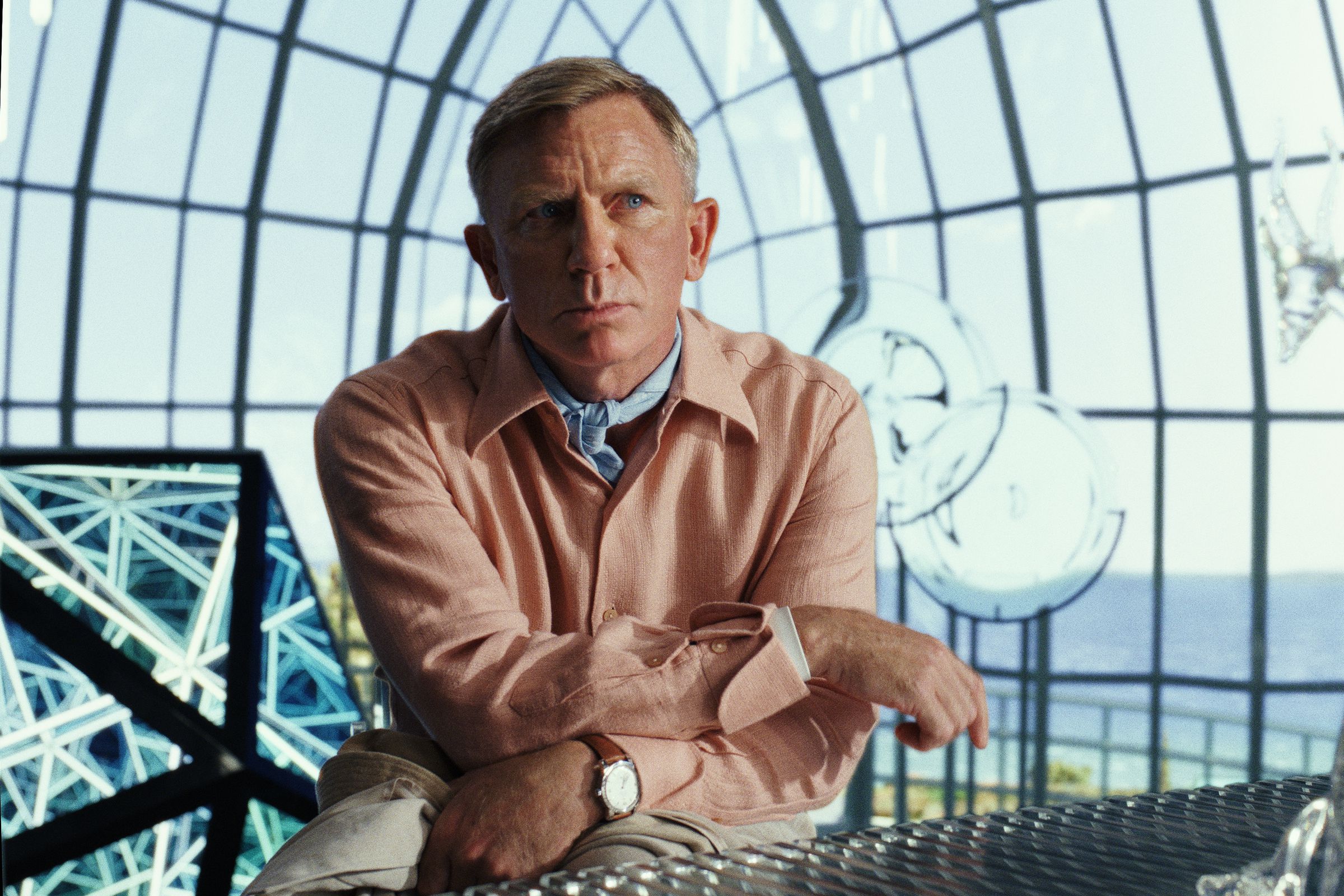 Daniel Craig returns as Benoit Blanc in Glass Onion: A Knives Out Mystery.