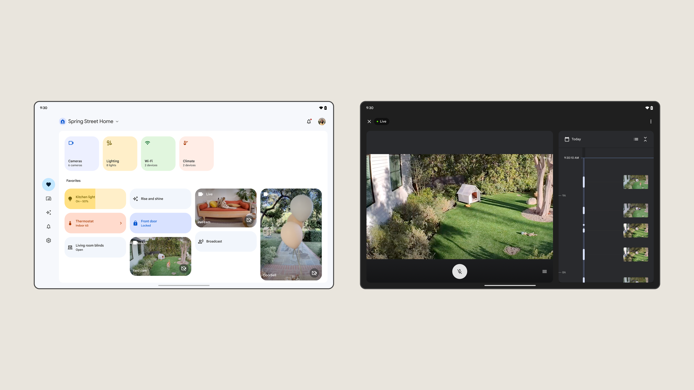 Viewing recorded footage from supported cameras in the Google Home app is improved with the redesign and works on the new tablet app in both portrait and vertical modes. 