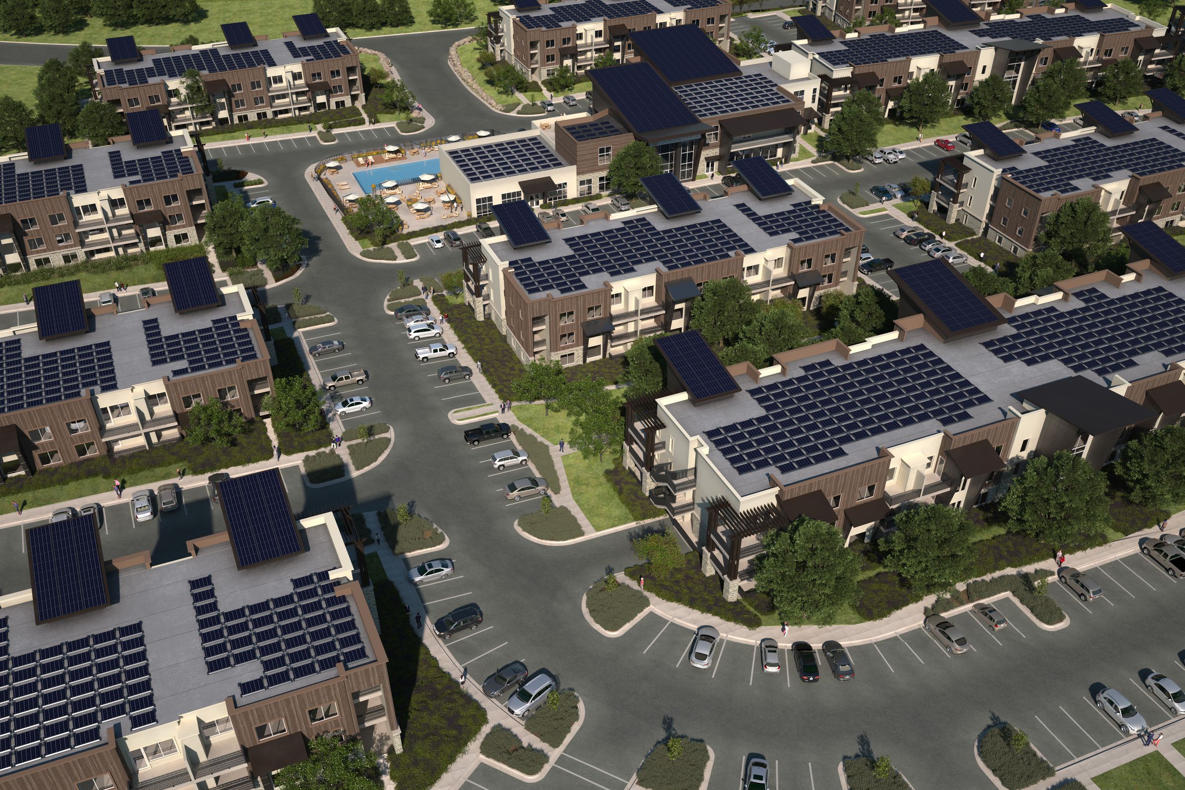 A rendering of the Soleil Lofts, the housing development where Sonnen will deploy its virtual power plant. 