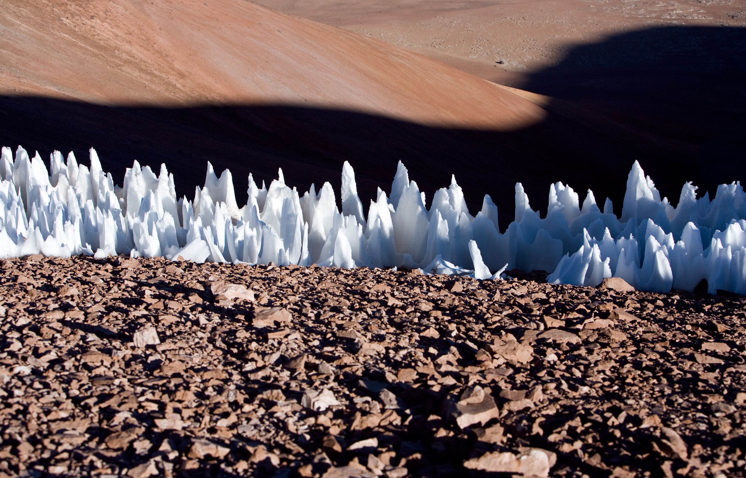 Penitentes ice formations on Earth in Chile