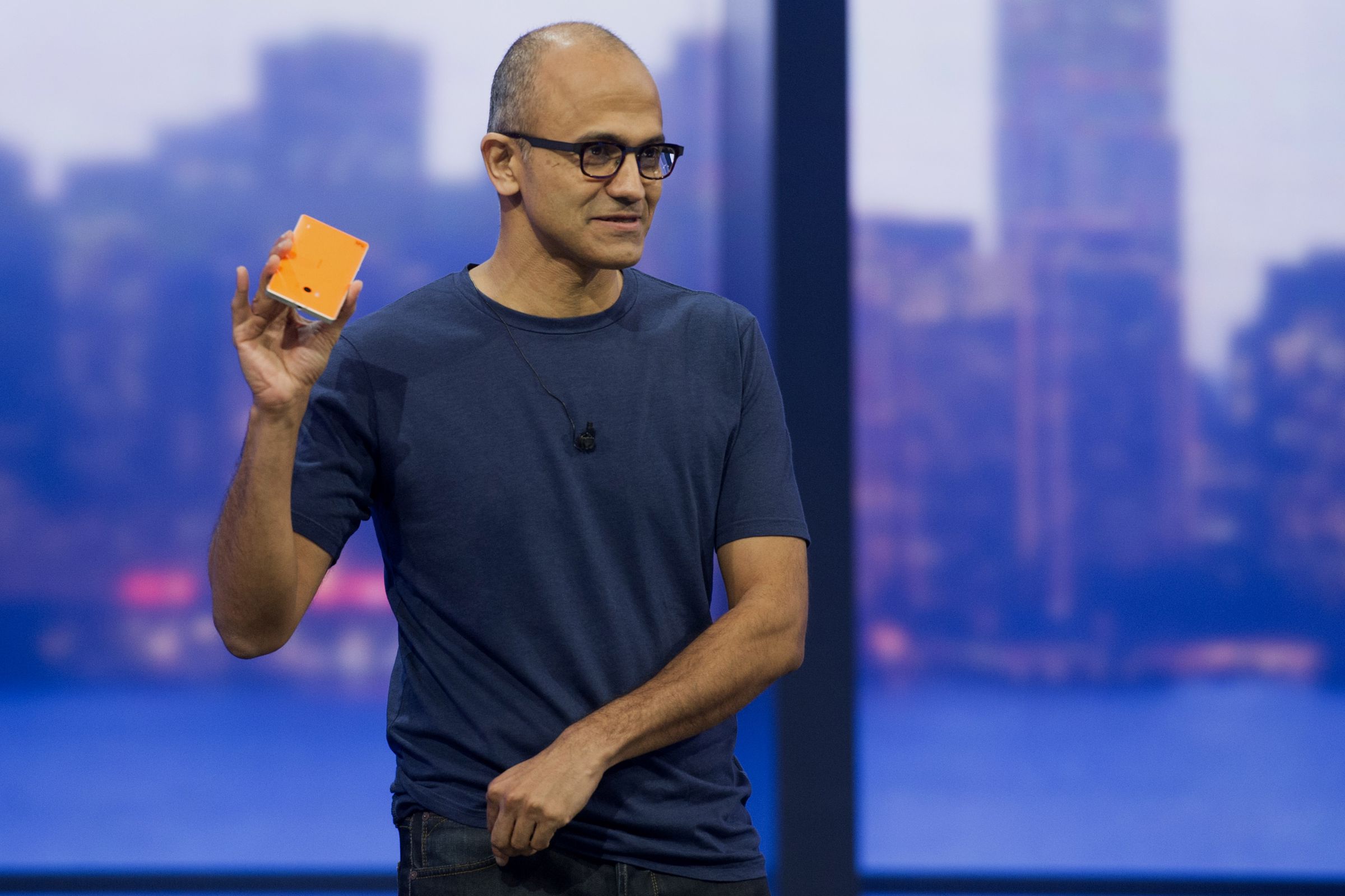 Microsoft CEO Satya Nadella on stage at Build in 2014