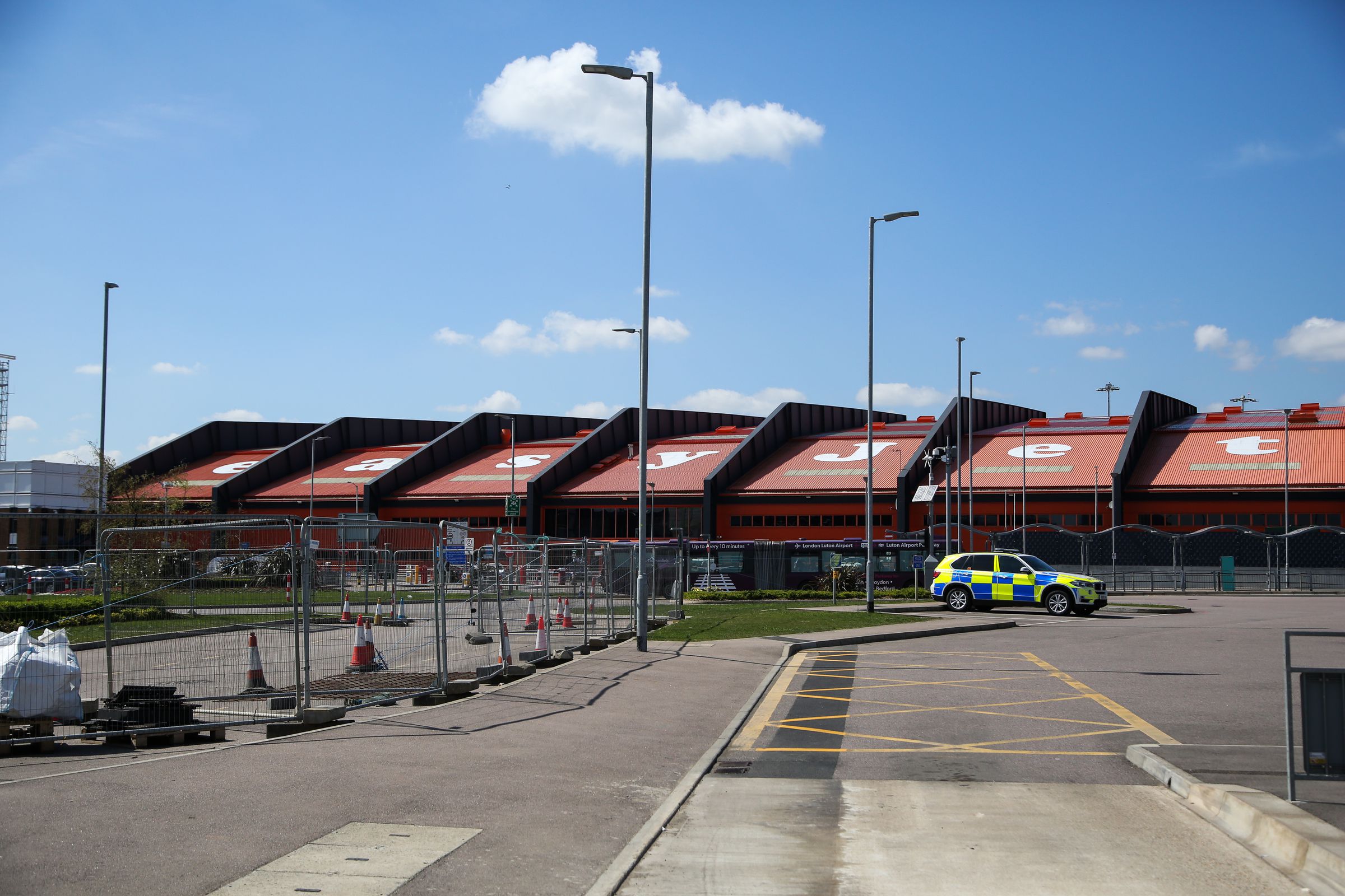 An exterior view of the entrance to the London Luton Airport...