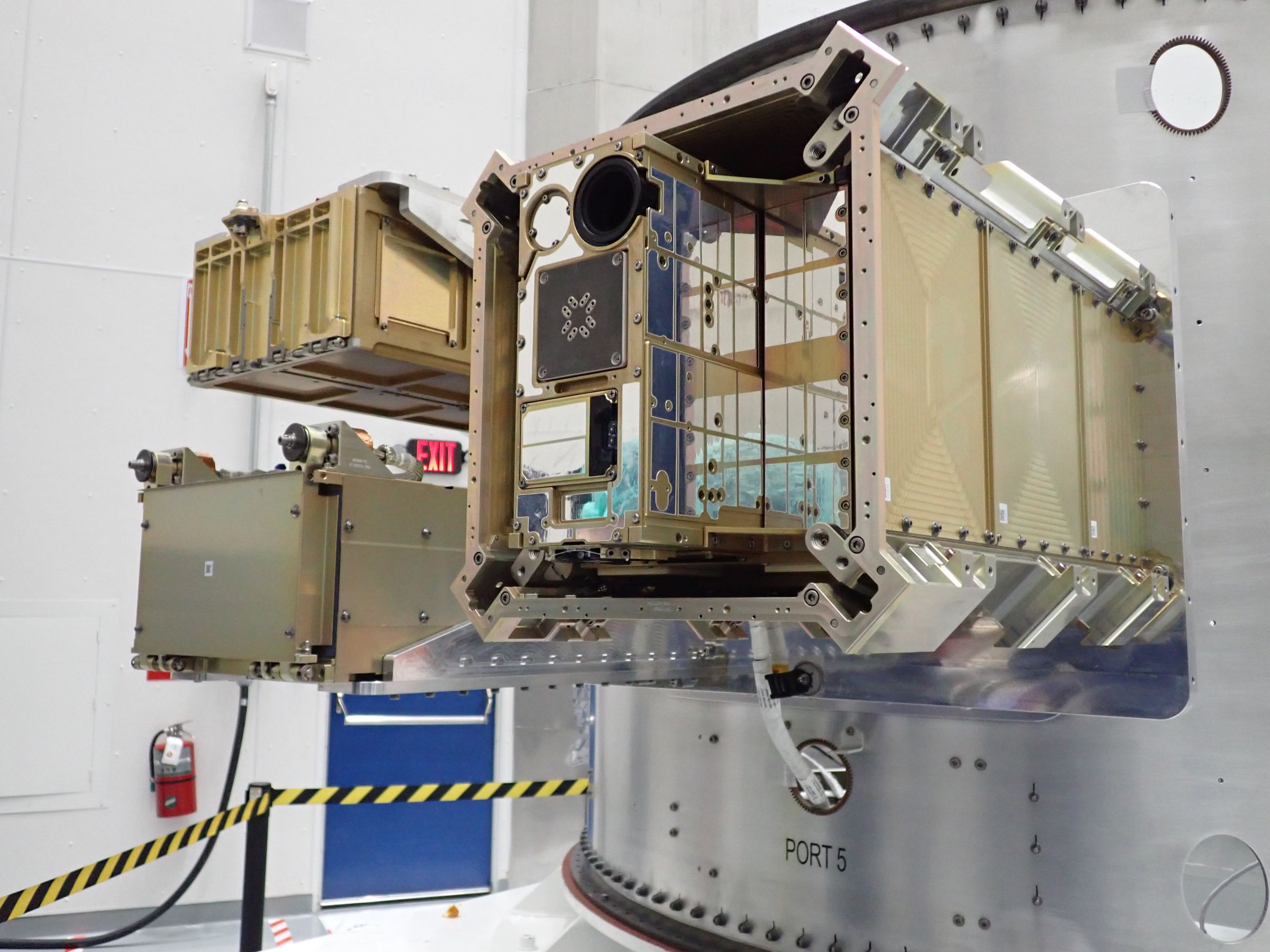 Tyvak’s two nano-satellites sitting in a payload adapter ahead of SpaceX’s Transporter-2 mission.
