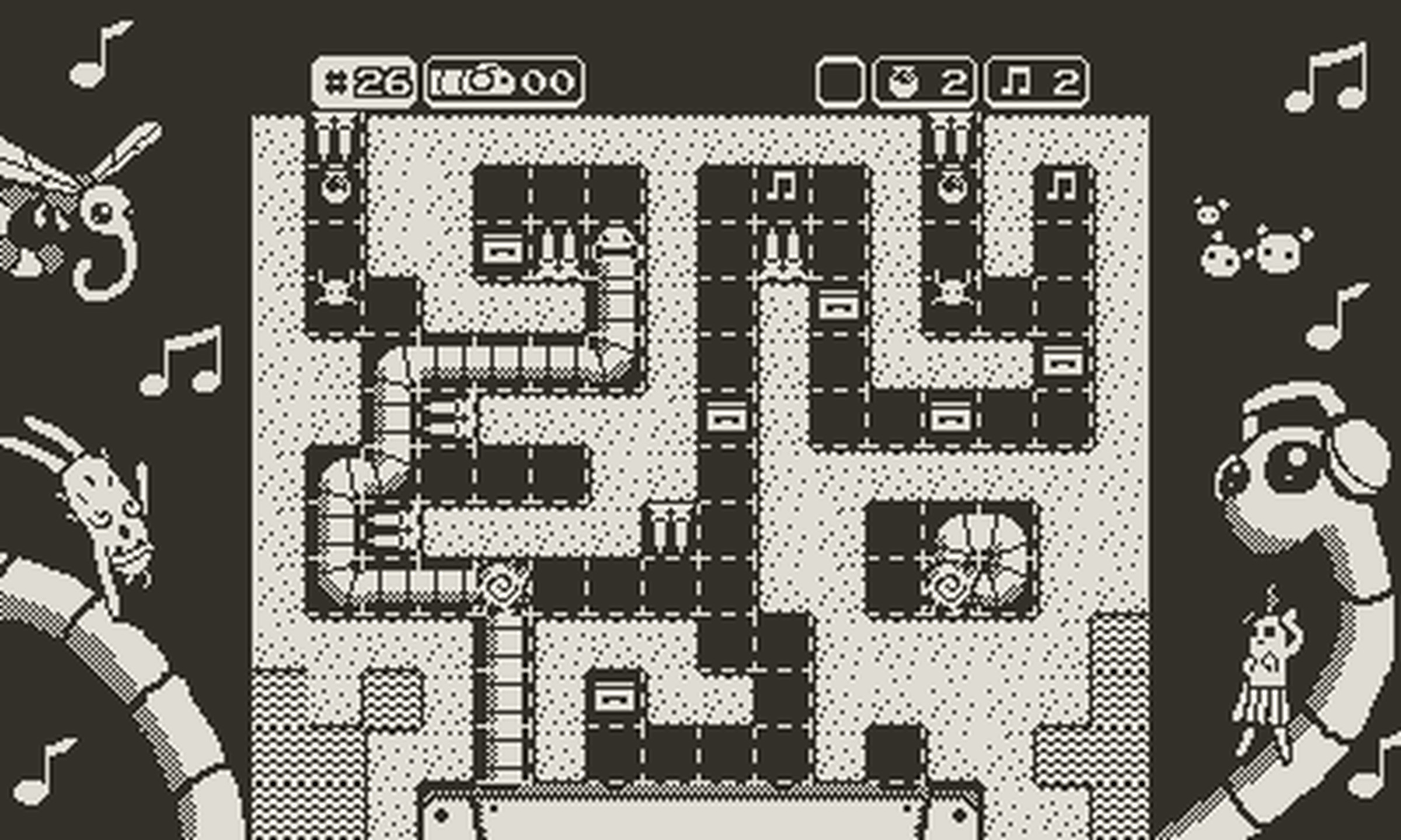 A screenshot of the Playdate game Tape Worm Disco Puzzle.