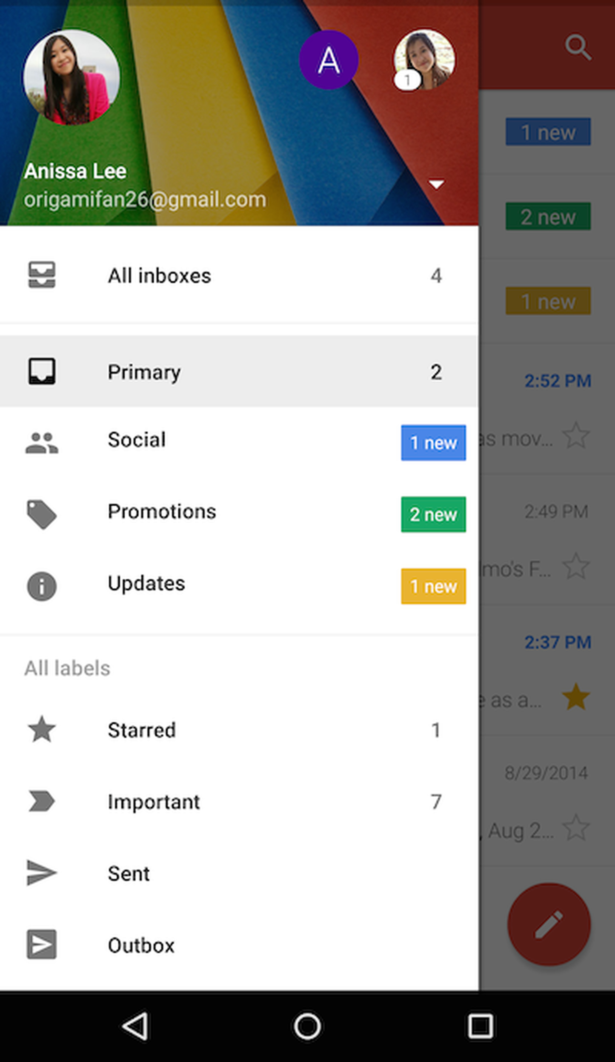 Gmail unified inbox Android
