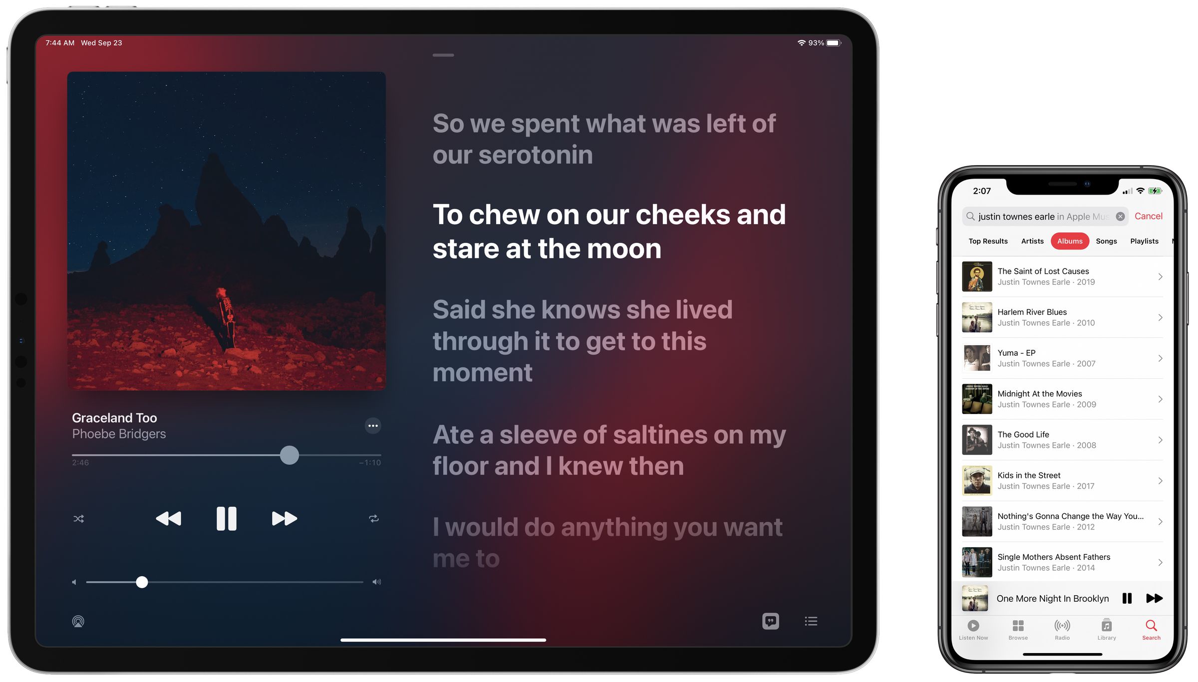 Apple Music can now show full-screen lyrics, and search is more useful.