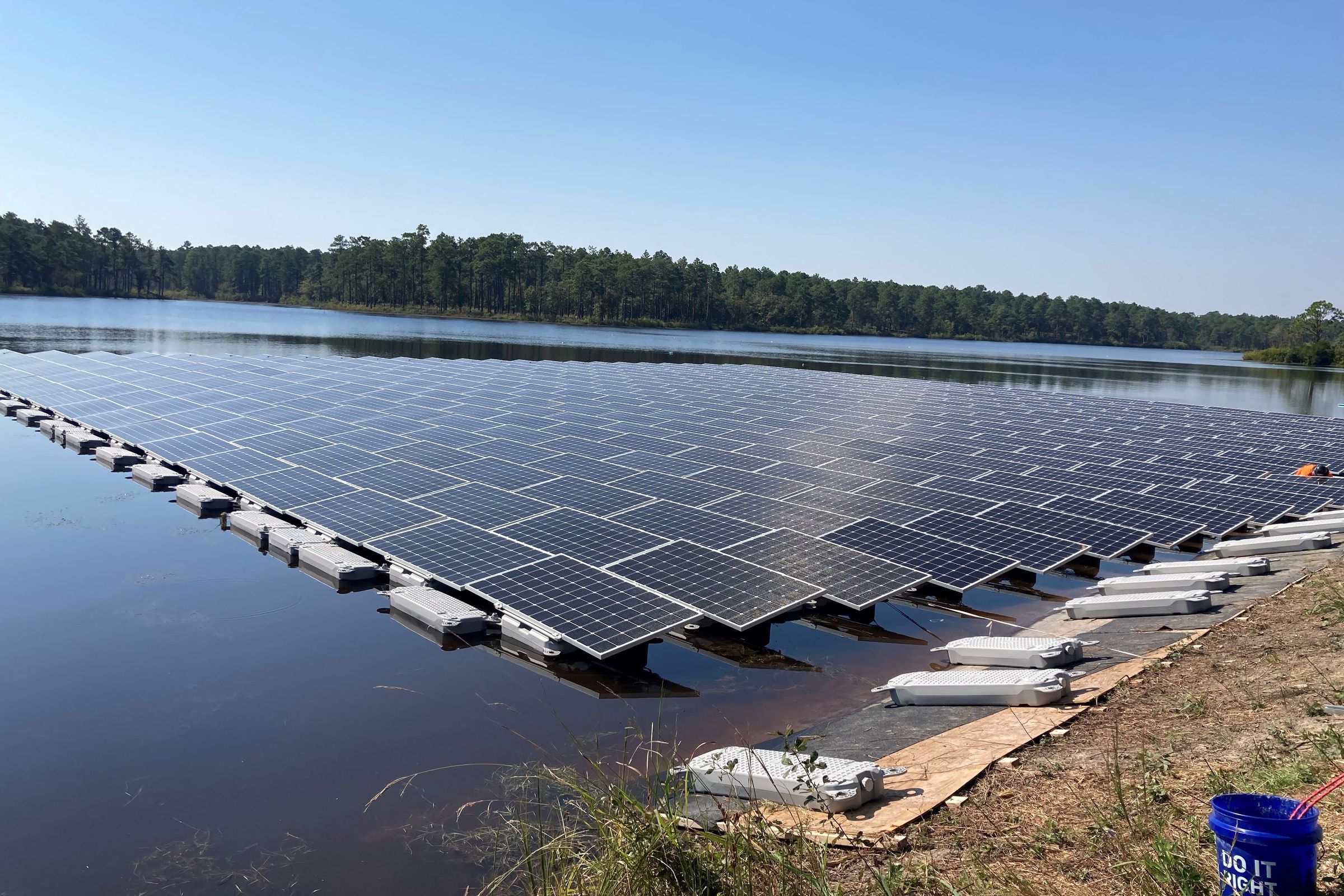 Largest floating solar power plant in the Southeast at Fort Bragg, North Carolina