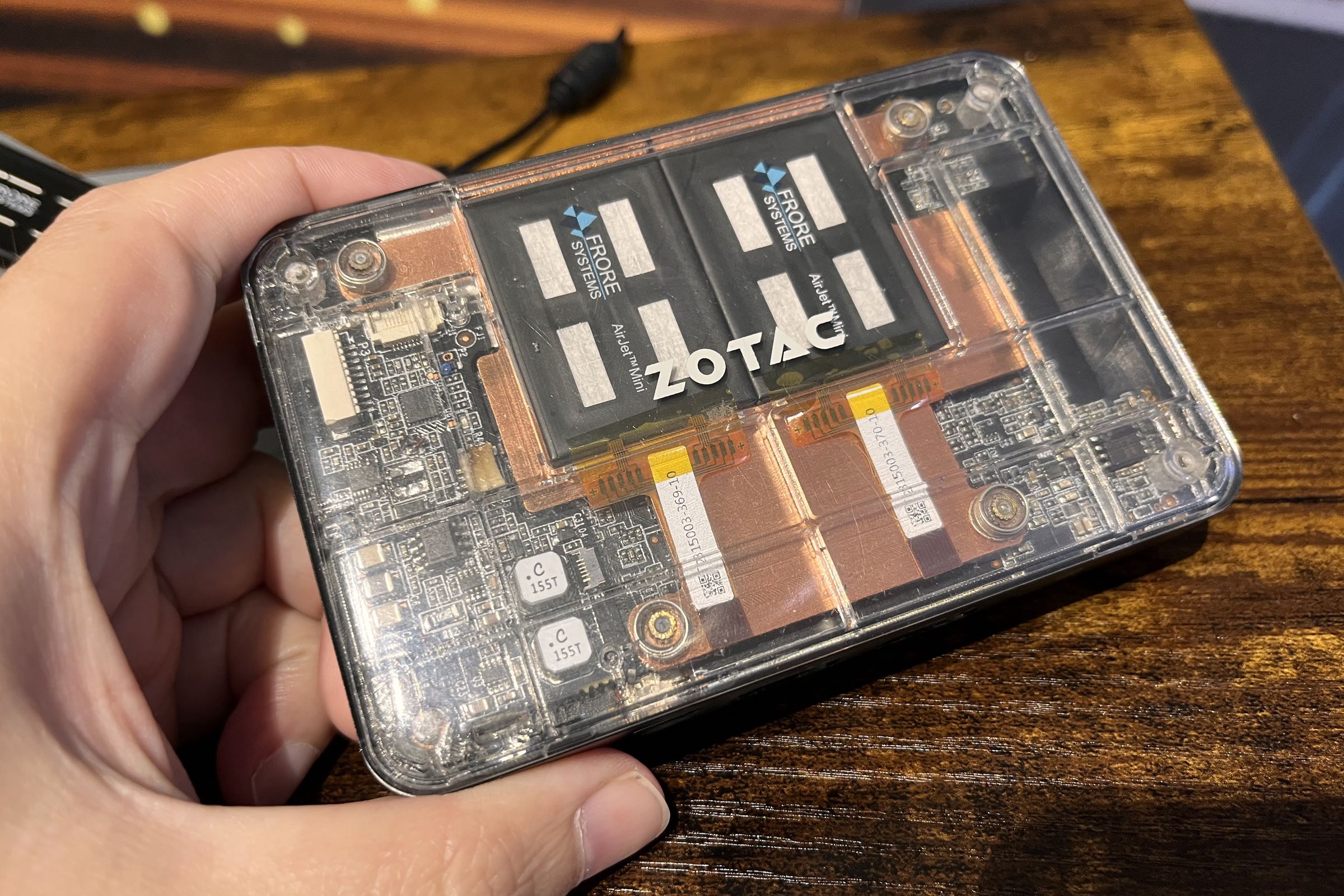 A visual sample of the Zotac Zbox Pico with AirJet — full disclosure that the flex cables aren’t actually connected.