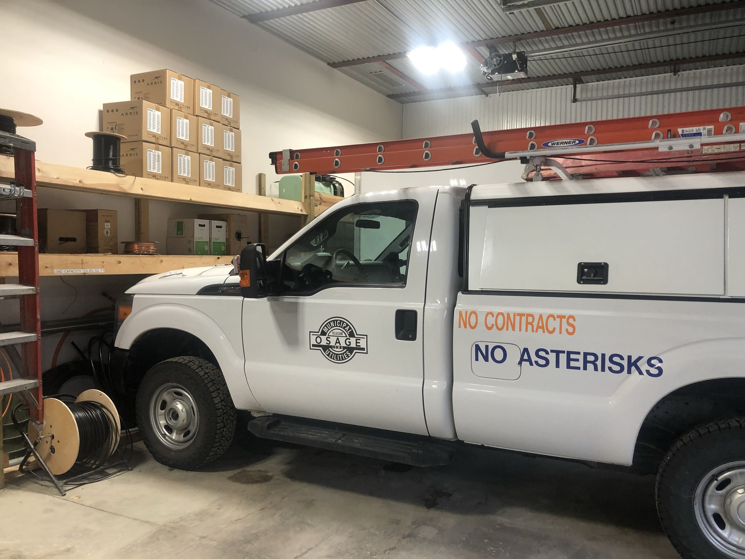 An Osage Municipal Utilities truck.