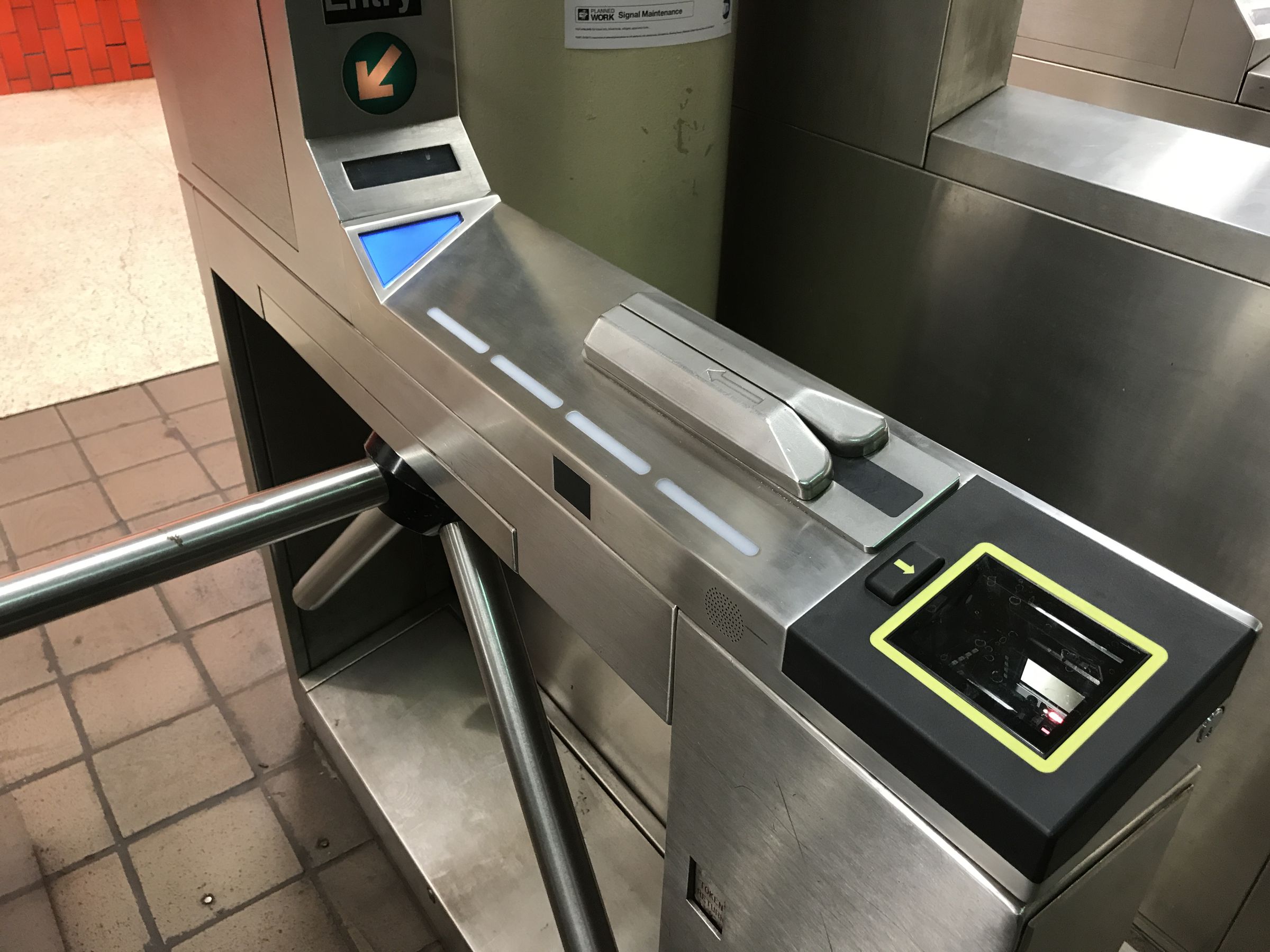 A test-e-reader at the Bowling Green subway station.