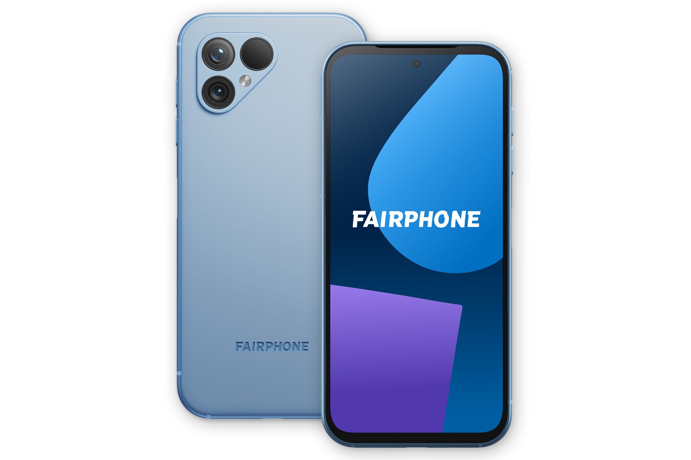 Fairphone 5 from the front and back.