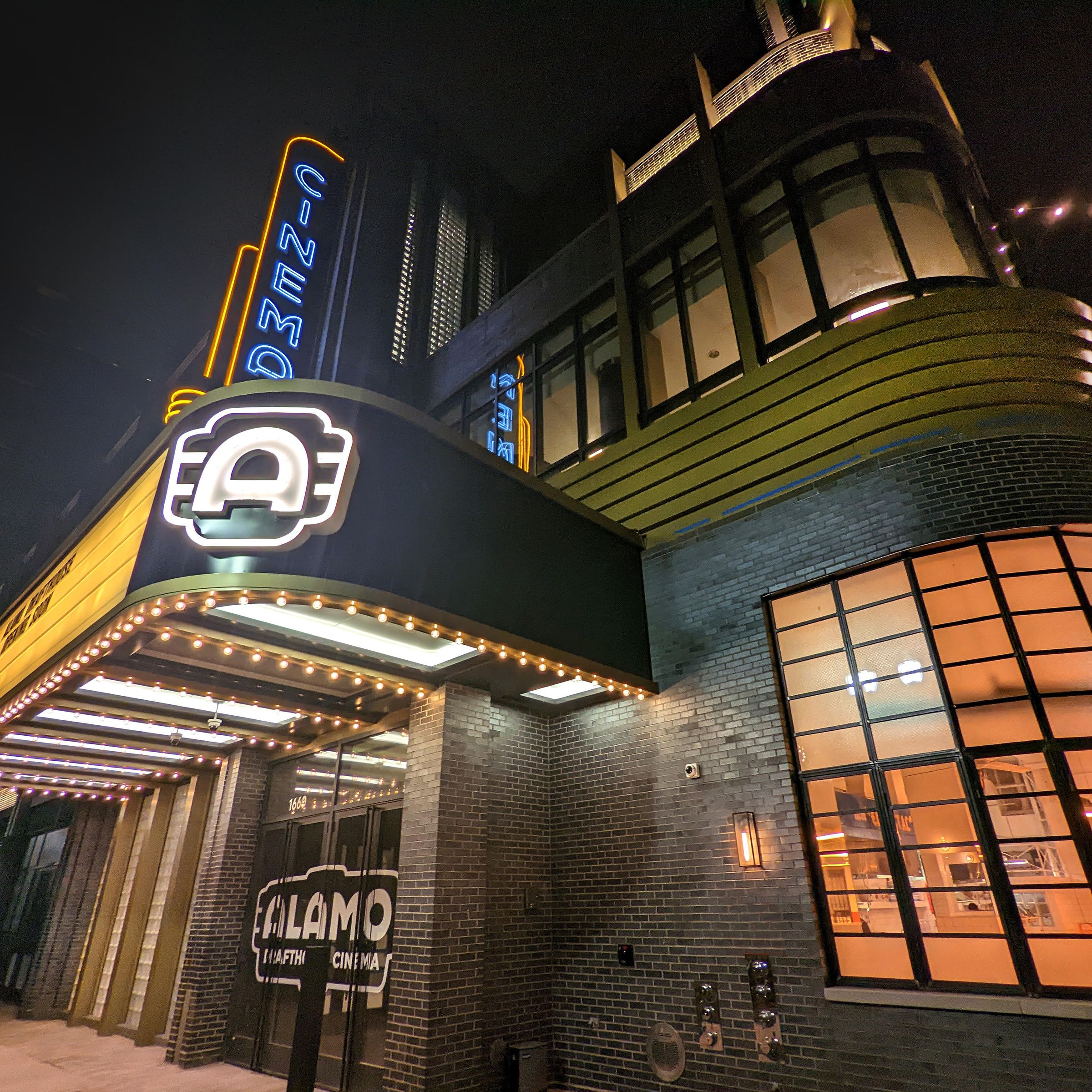 A photo of an Alamo Drafthouse theater.