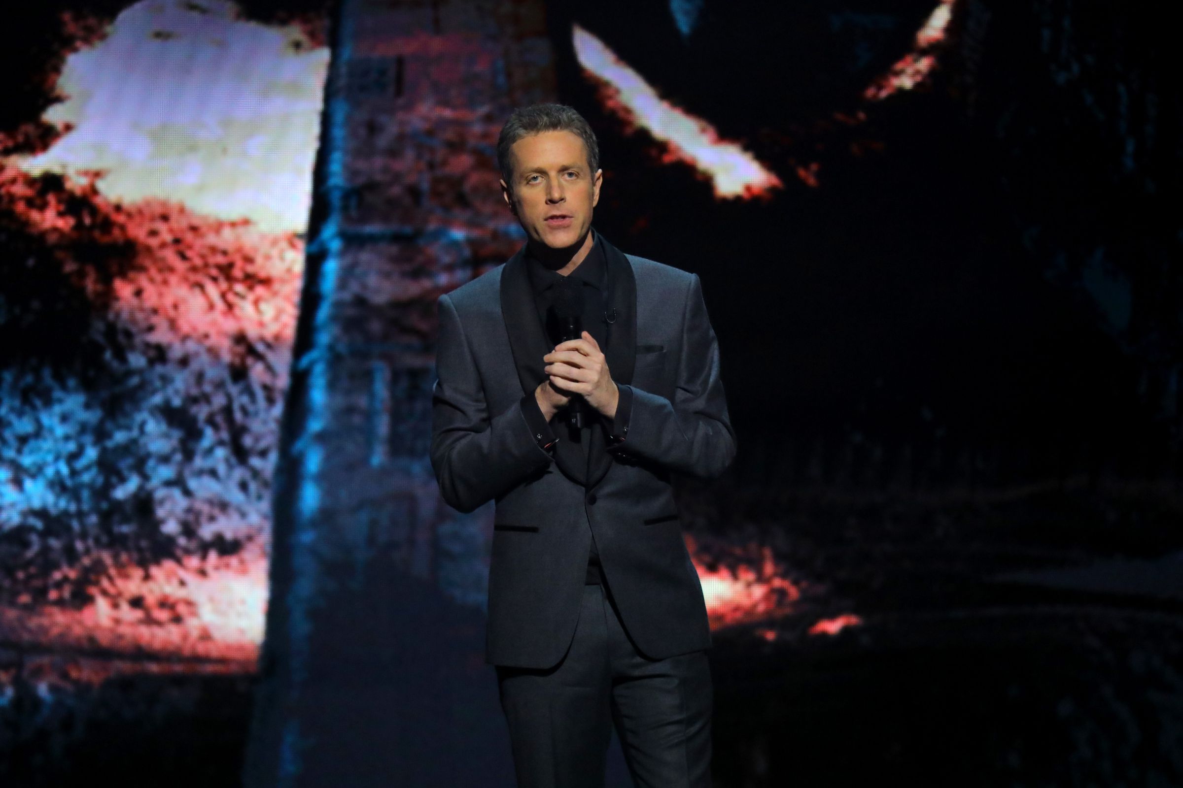 Geoff Keighley speaks at the 2019 Game Awards in Los Angeles.