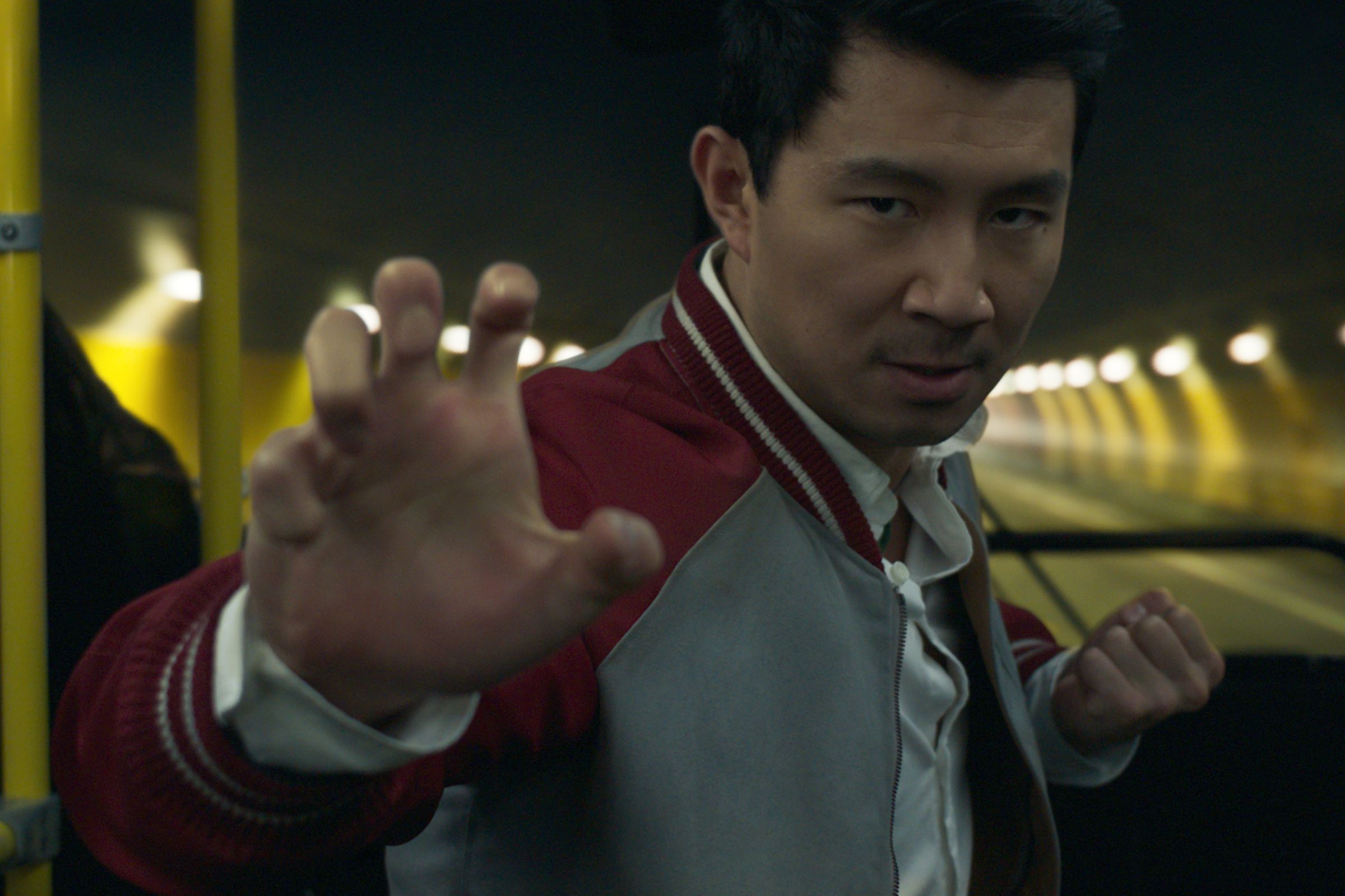 Actor Simu Liu in a fighting pose.