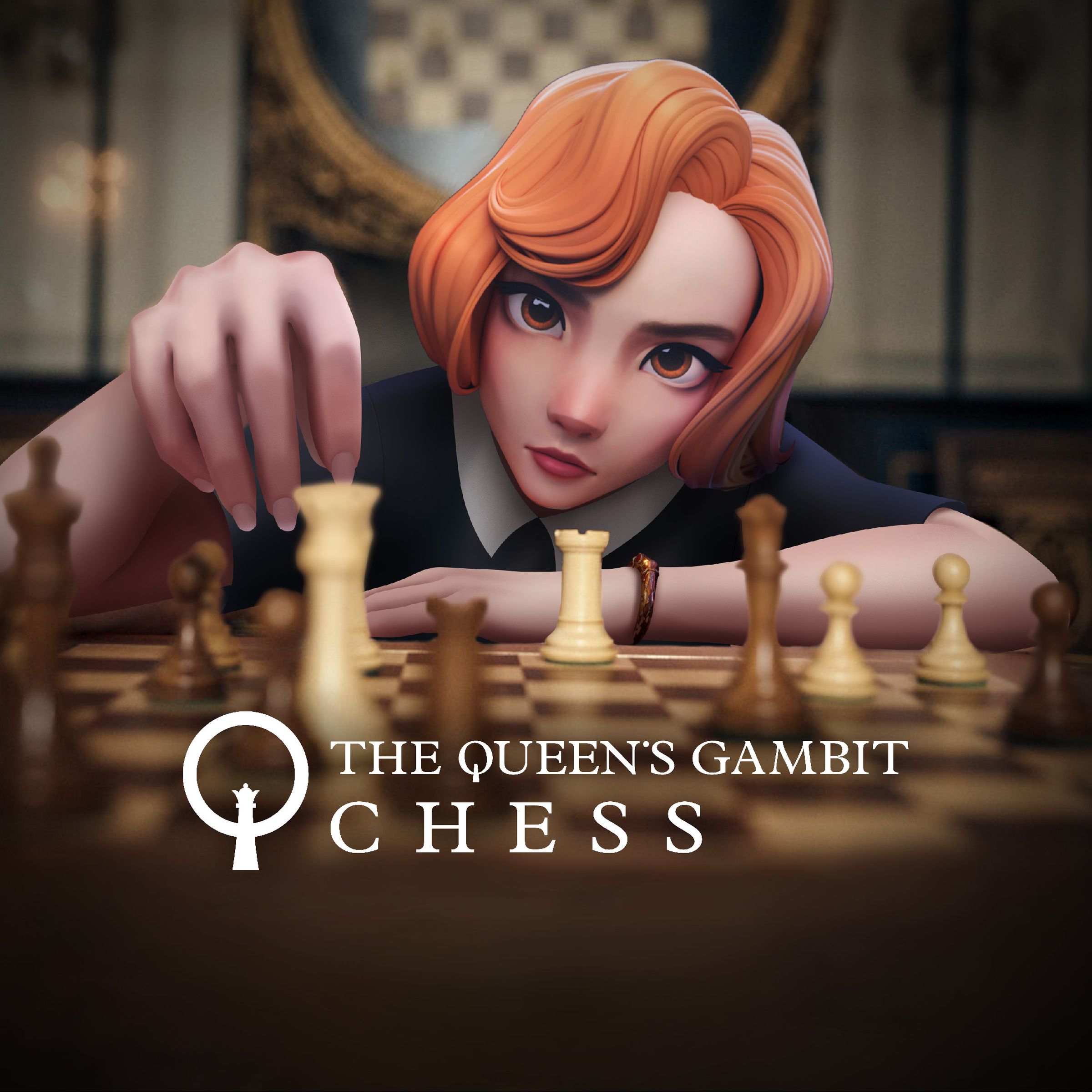 Promotional art for the Netflix video game The Queen’s Gambit Chess.
