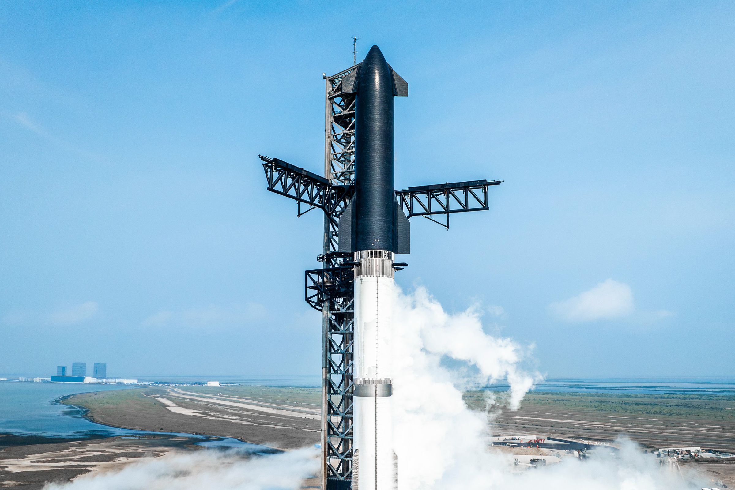 SpaceX’s Starship rocket on its launchpad.