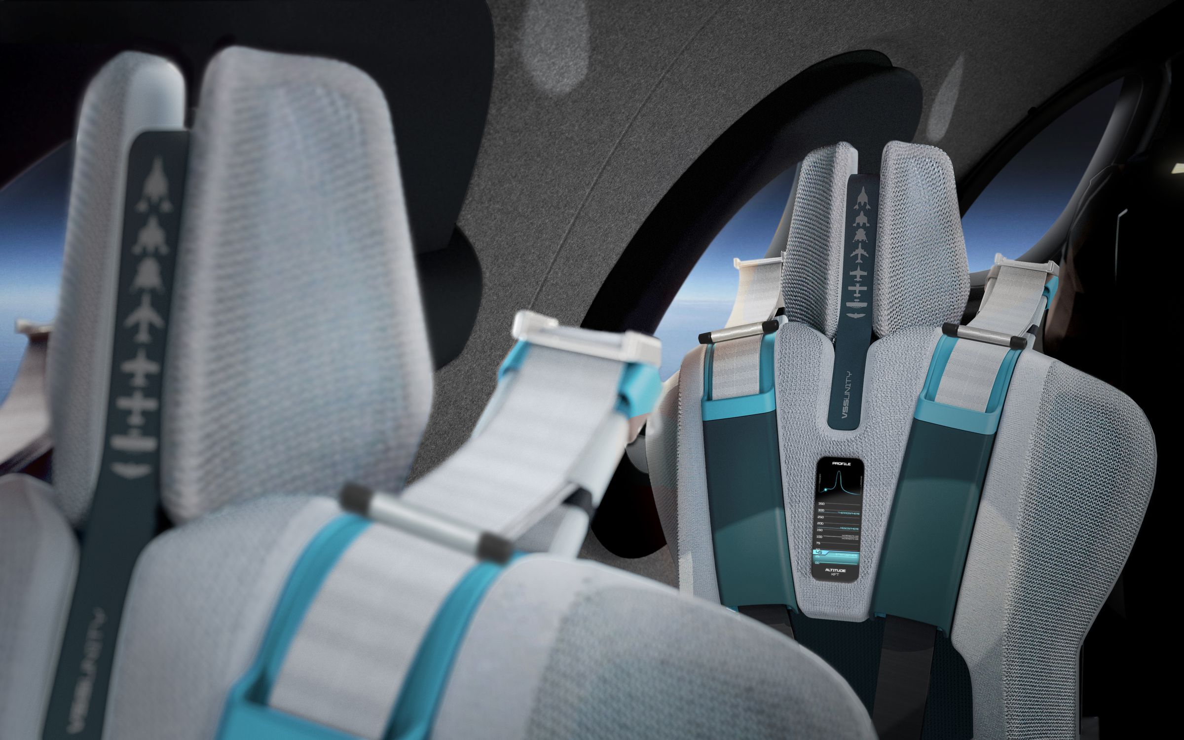 A rendering of the back-of-seat details in the cabin