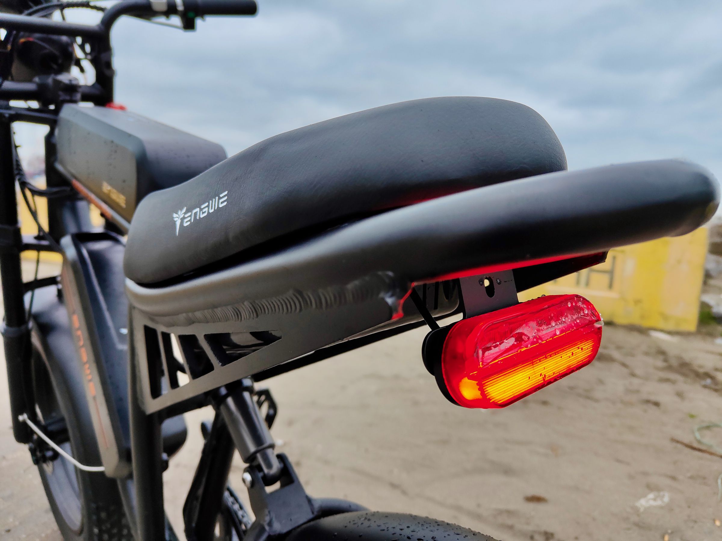 The rear running light is bright and works as a brake light warning.