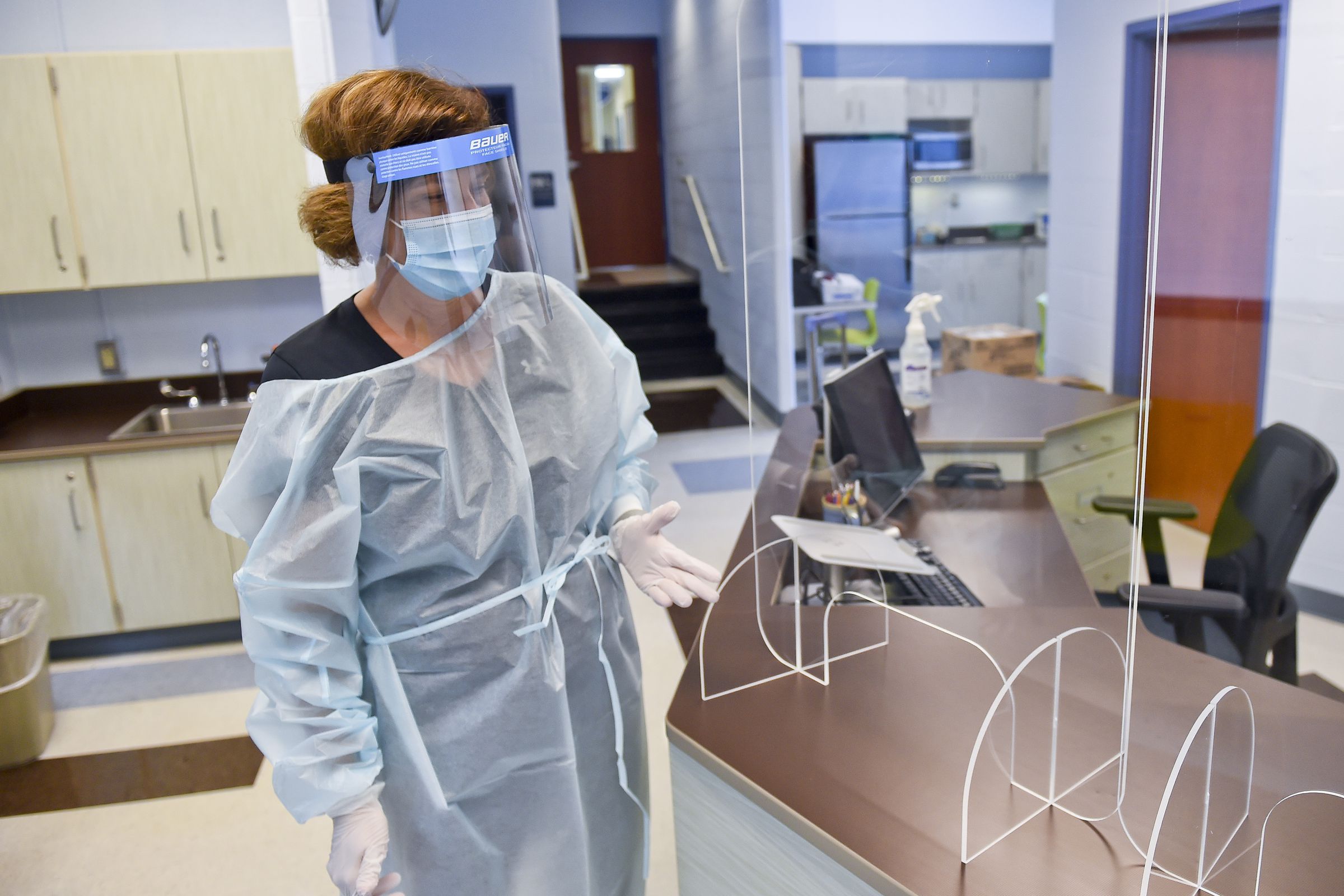 School Nurse At Pennsylvania Elementary School Prepares For School Year During Coronavirus COVID-19 Pandemic