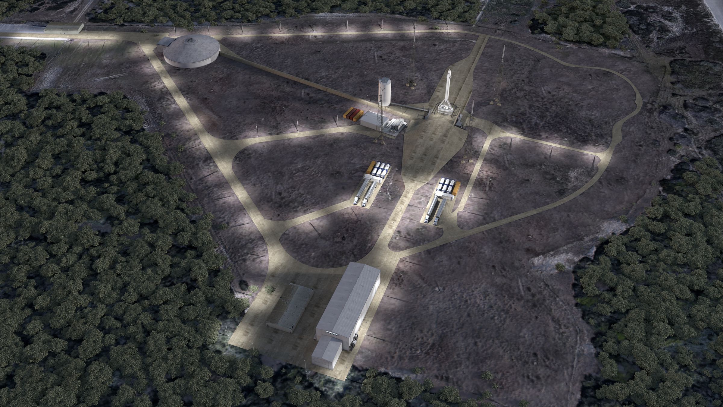 A rendering of what Relativity Space’s pad at LC-16 should look like.