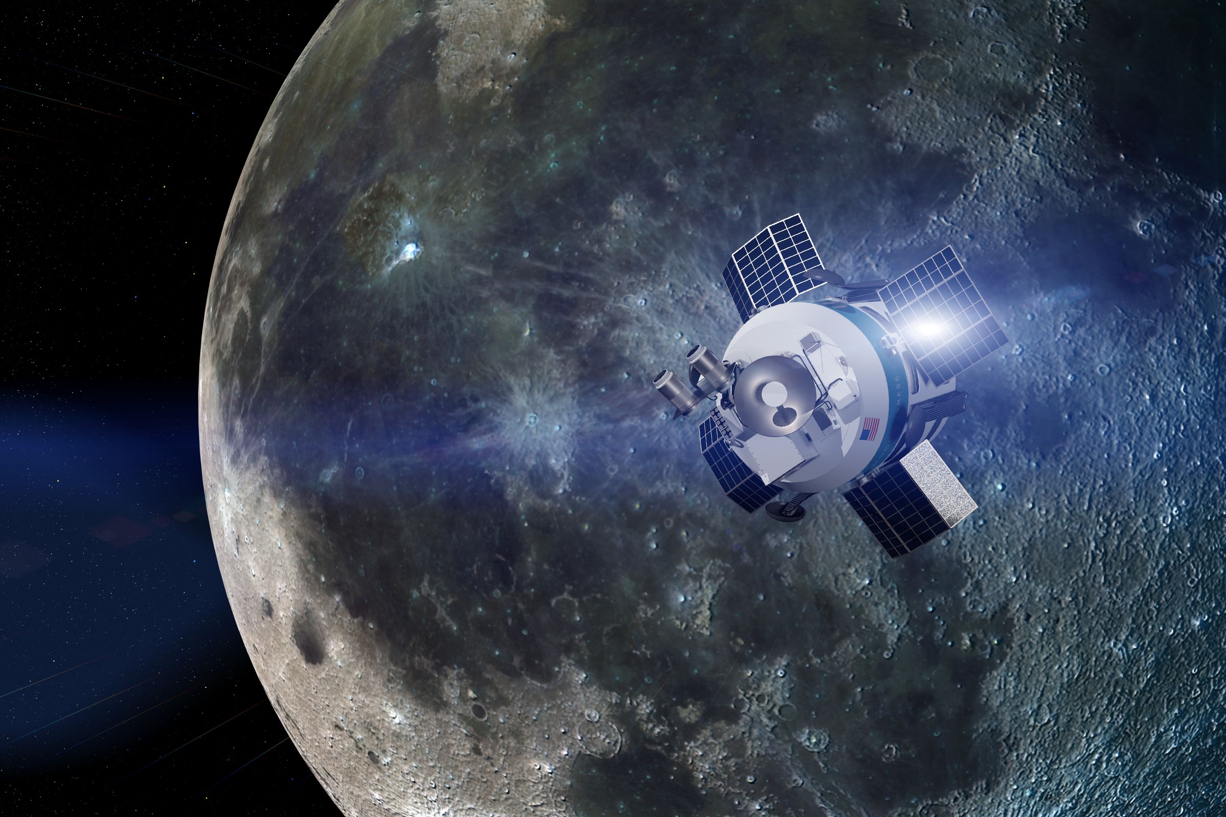An artistic rendering of competitor Moon Express’ MX-1E lander