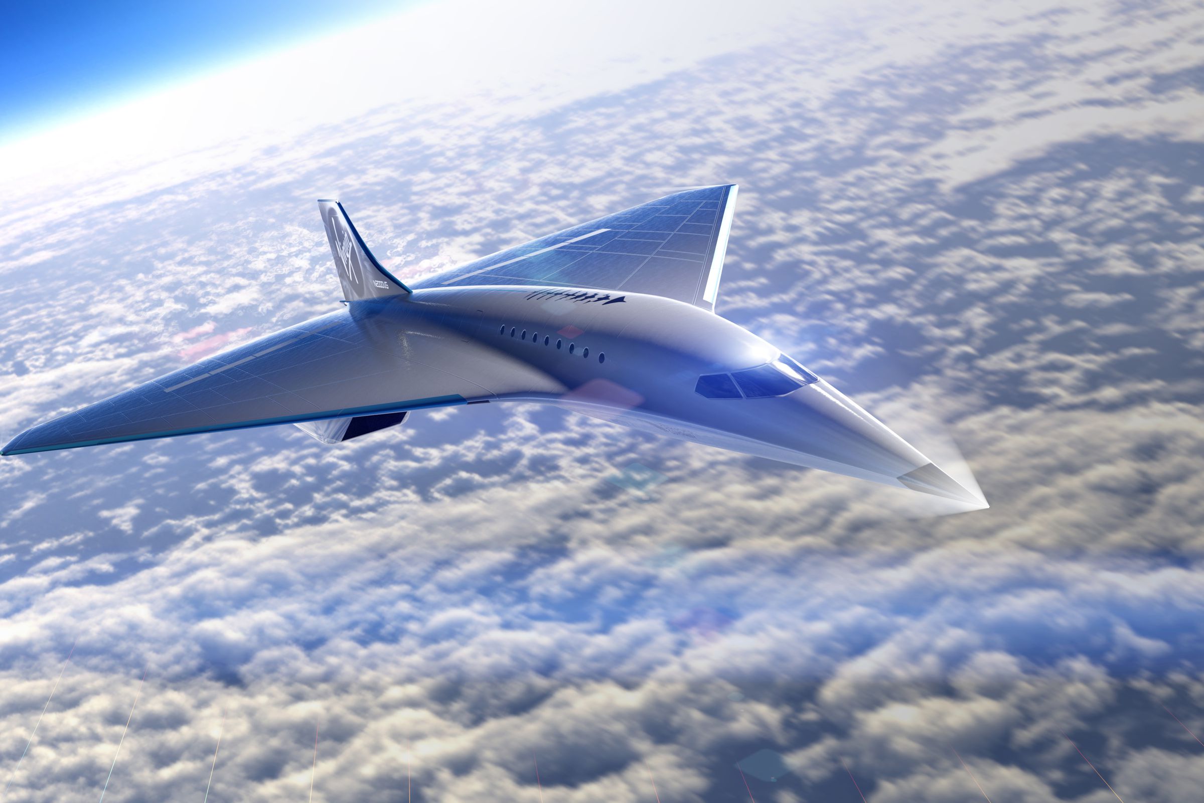 An artistic rendering of Virgin Galactic’s proposed supersonic jet.
