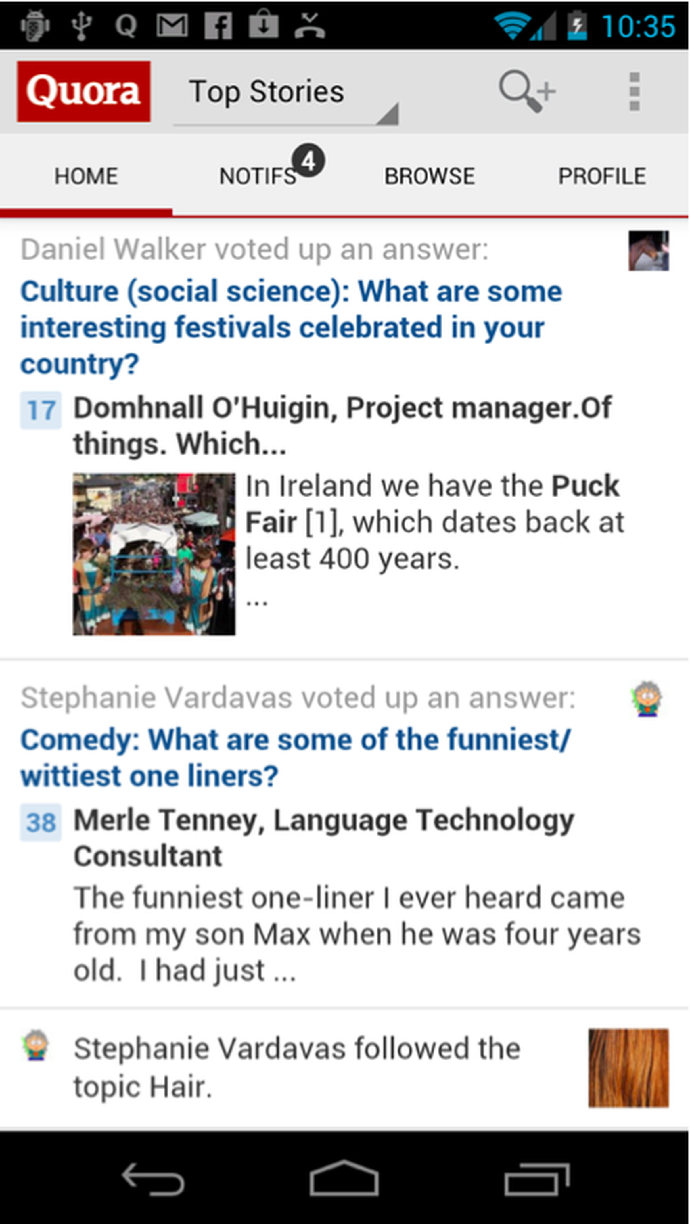 Quora for Android screenshots