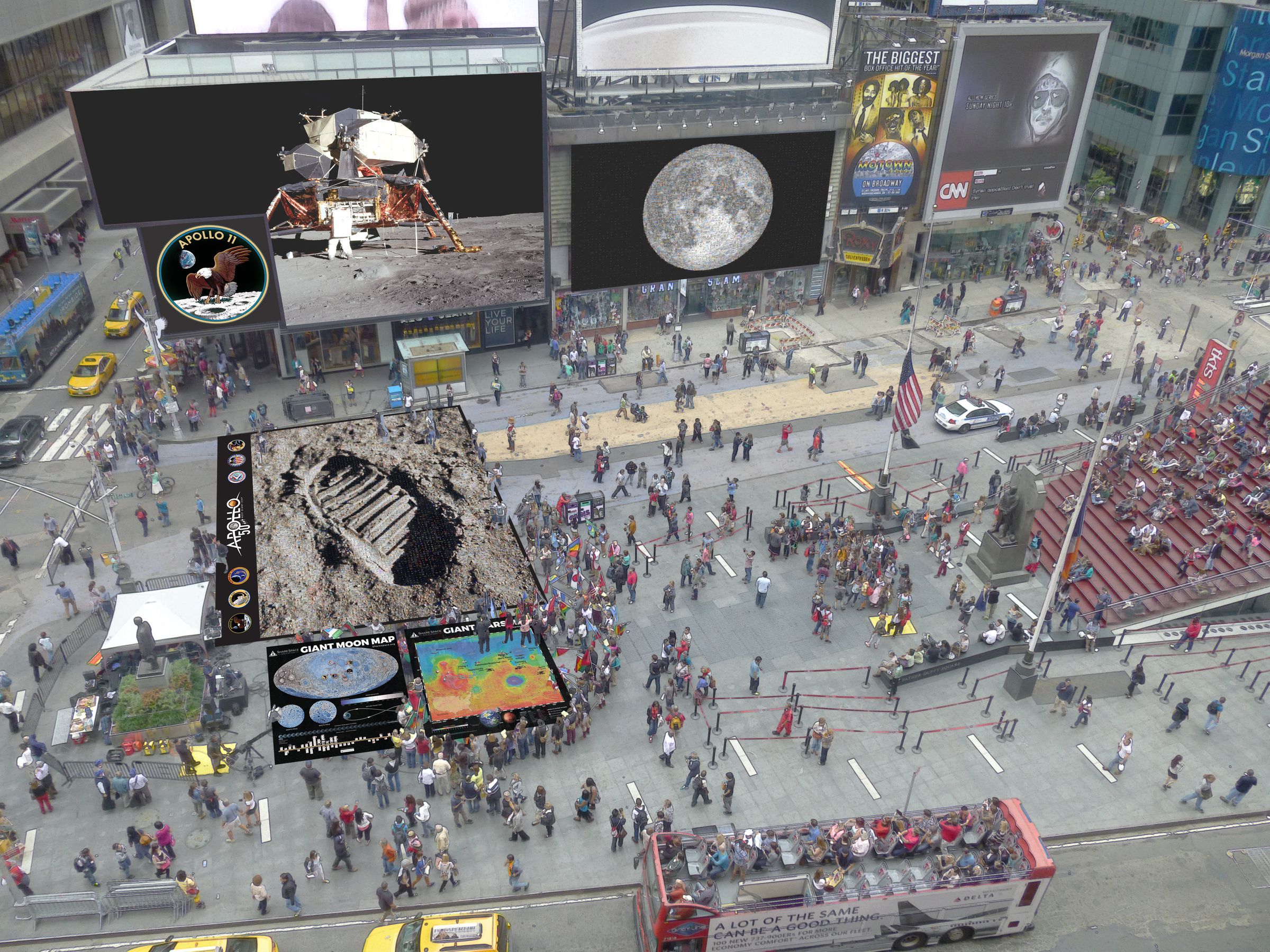 A mock-up of The People’s Moon exhibit in Times Square.