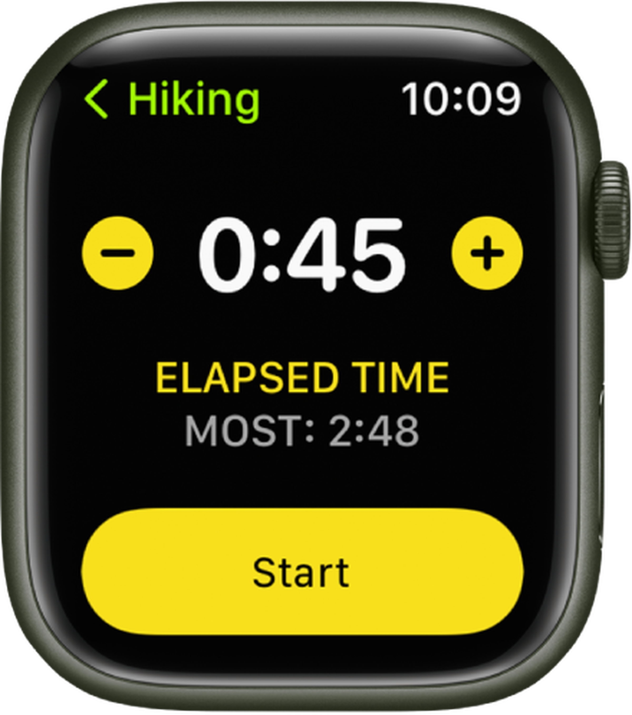 This is what the Time goal looks like for a hiking activity.