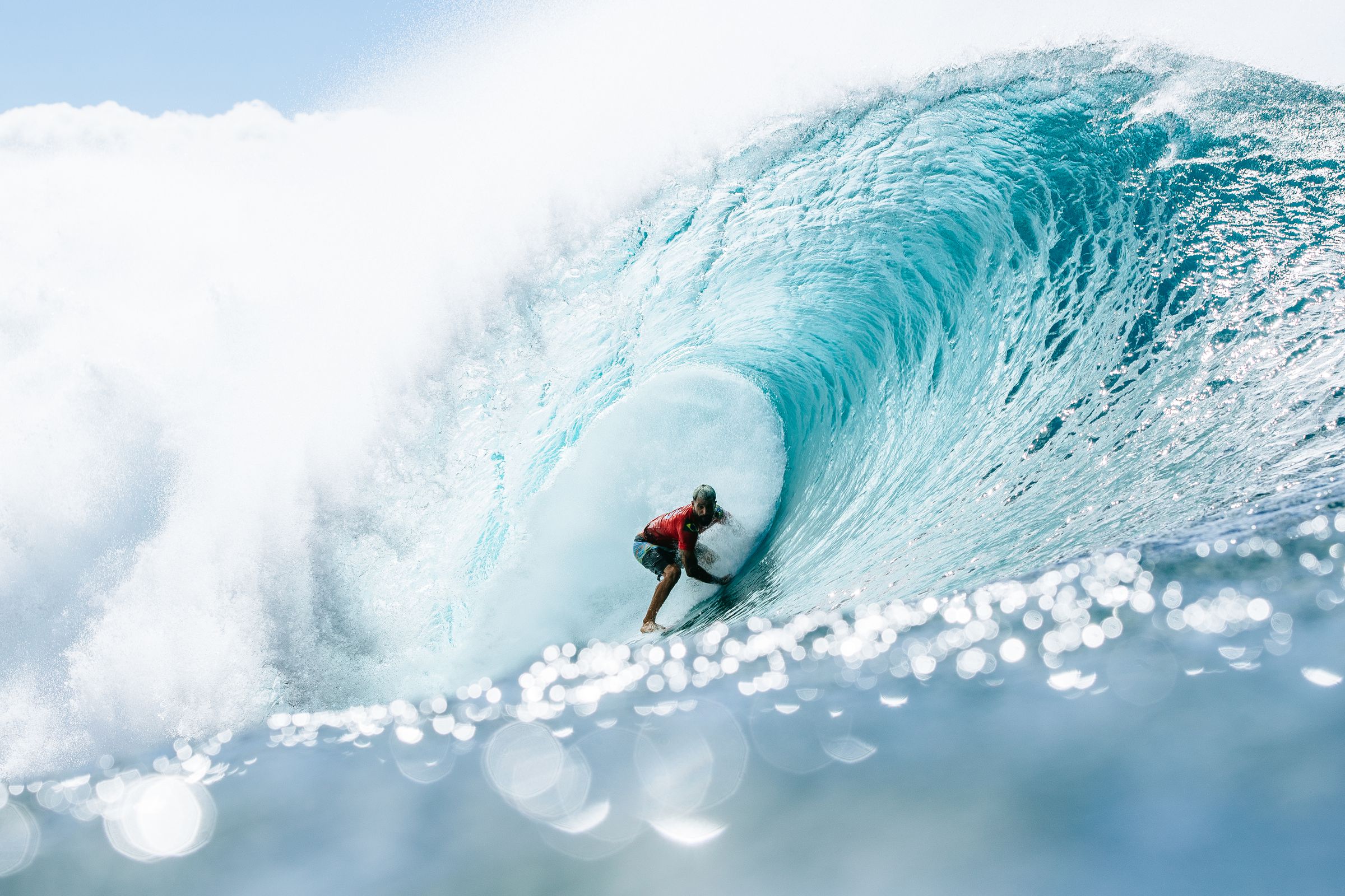 Brazil’s Ítalo Ferreira surfing in the middle of a pipeline wave
