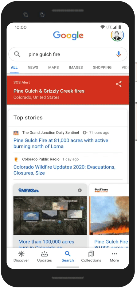 Google search view of what people will see in the new feature. 