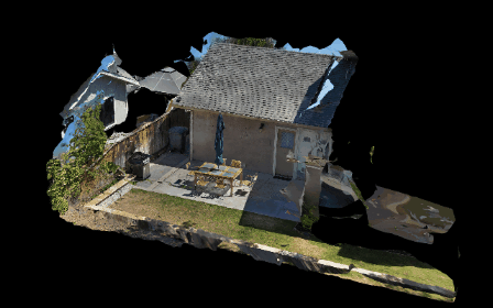 My backyard, captured with Skydio’s 3D Scan.