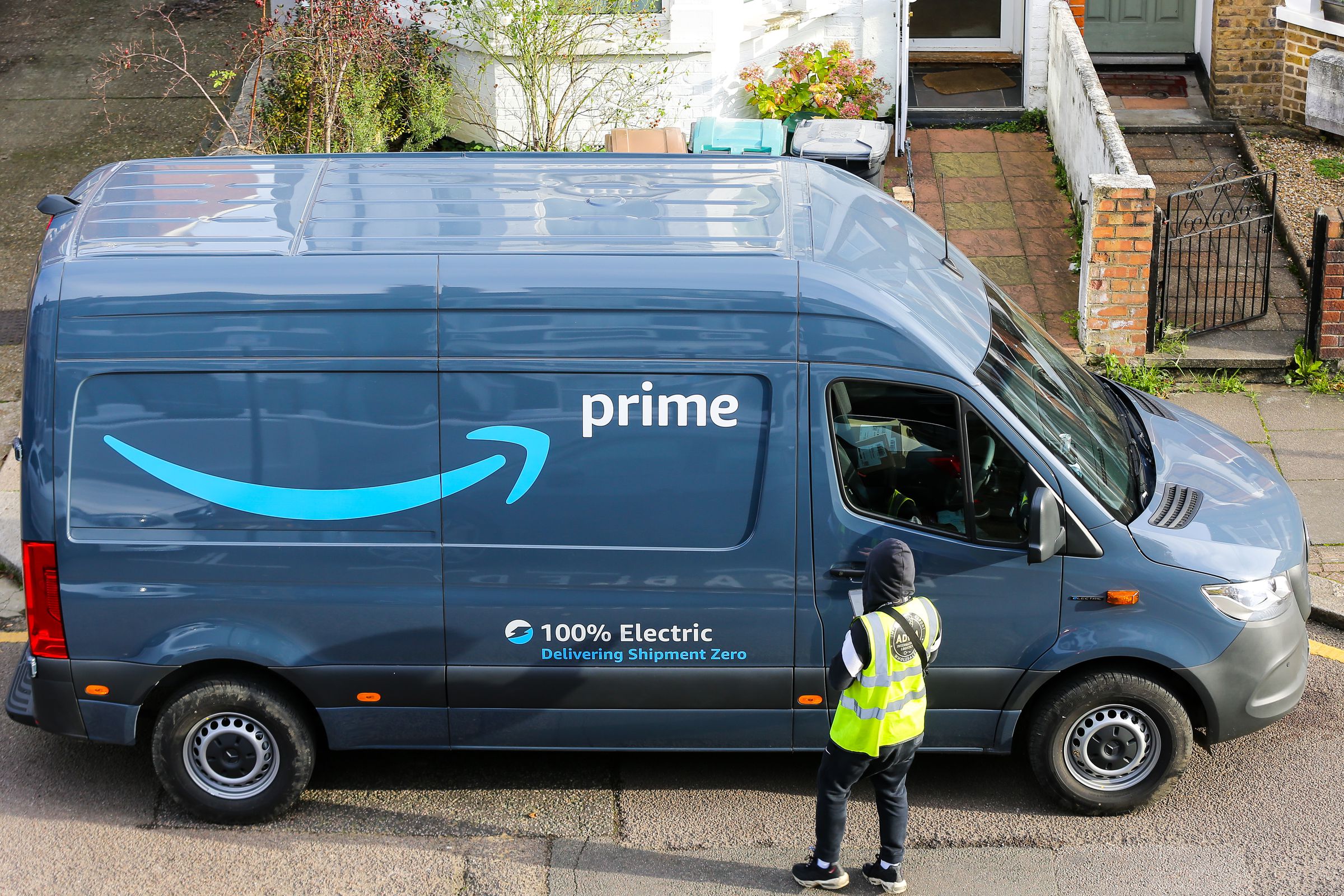 An Amazon Prime delivery van is seen in London...