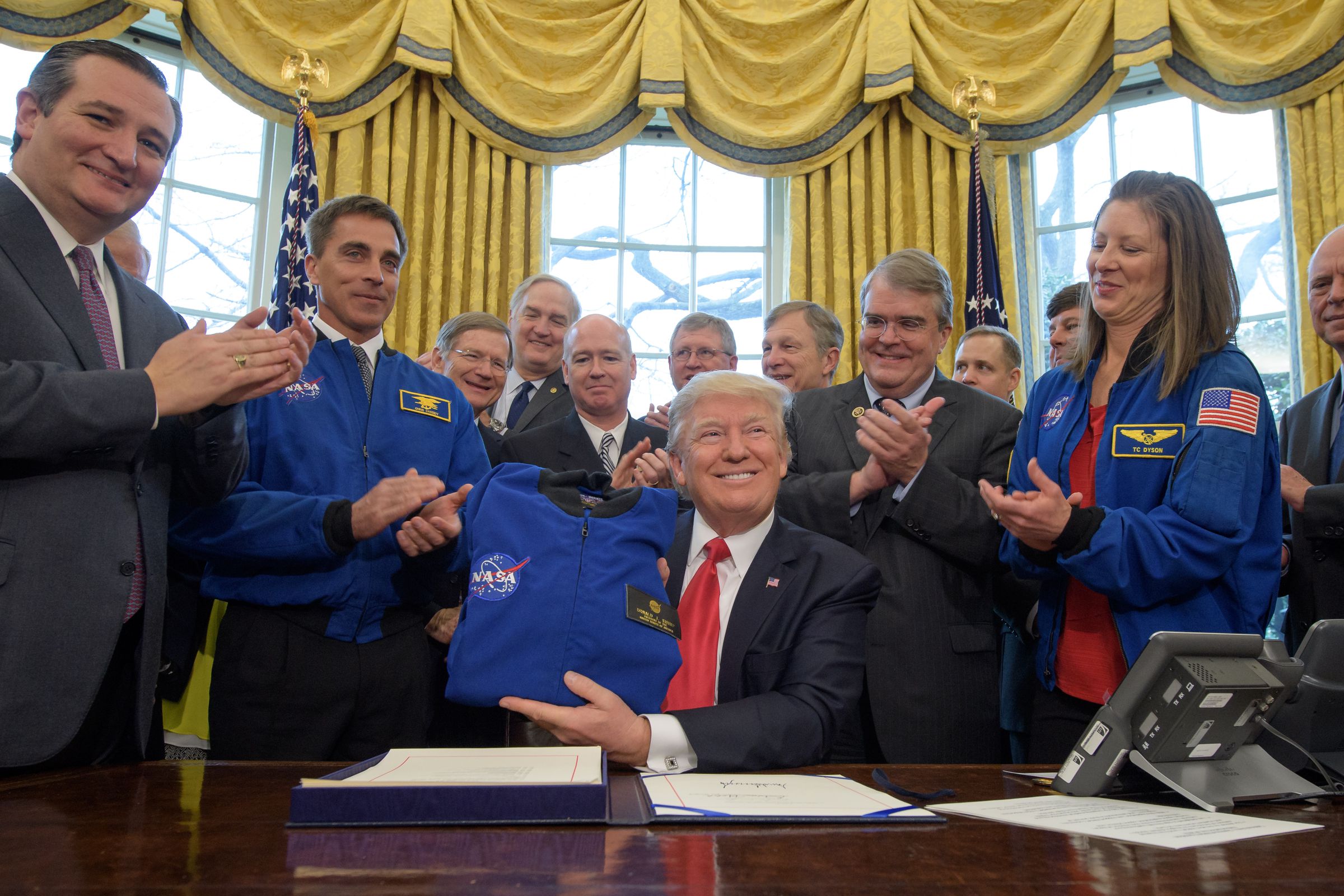 President Trump received a NASA flight jacket during today’s signing.