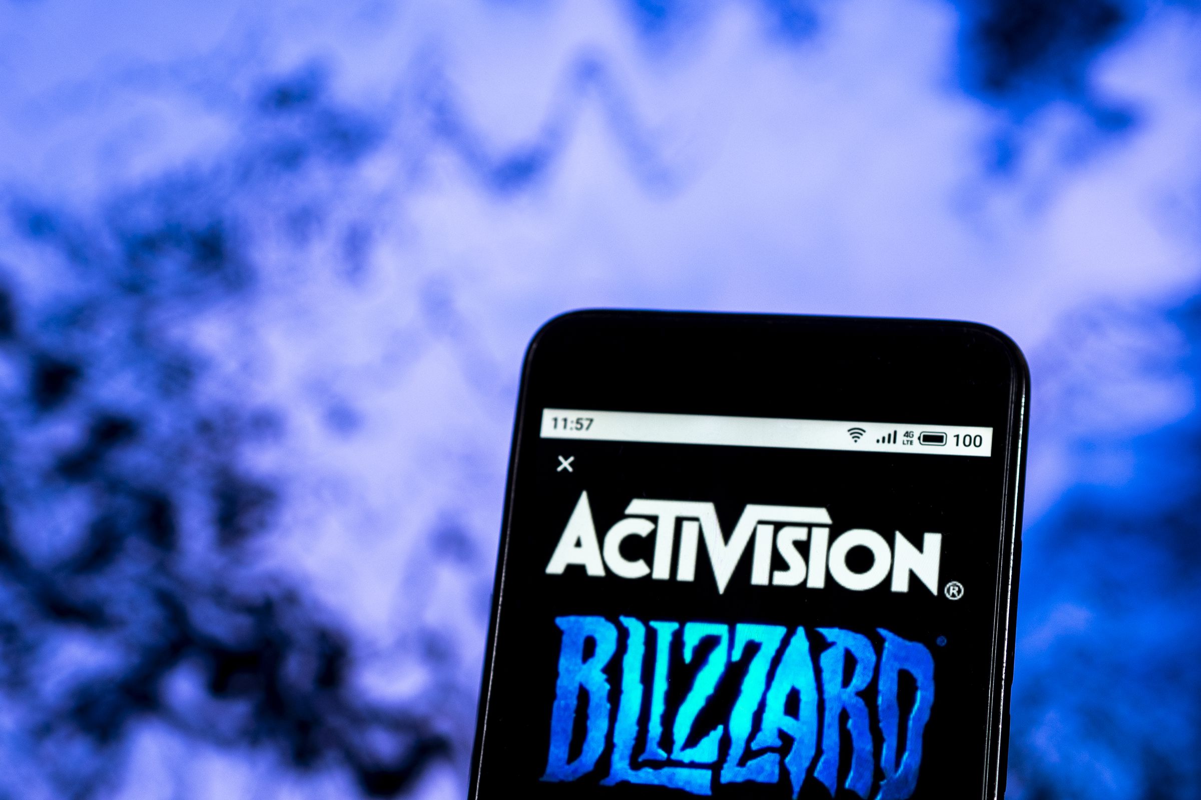 Activision Blizzard Video game company logo seen displayed