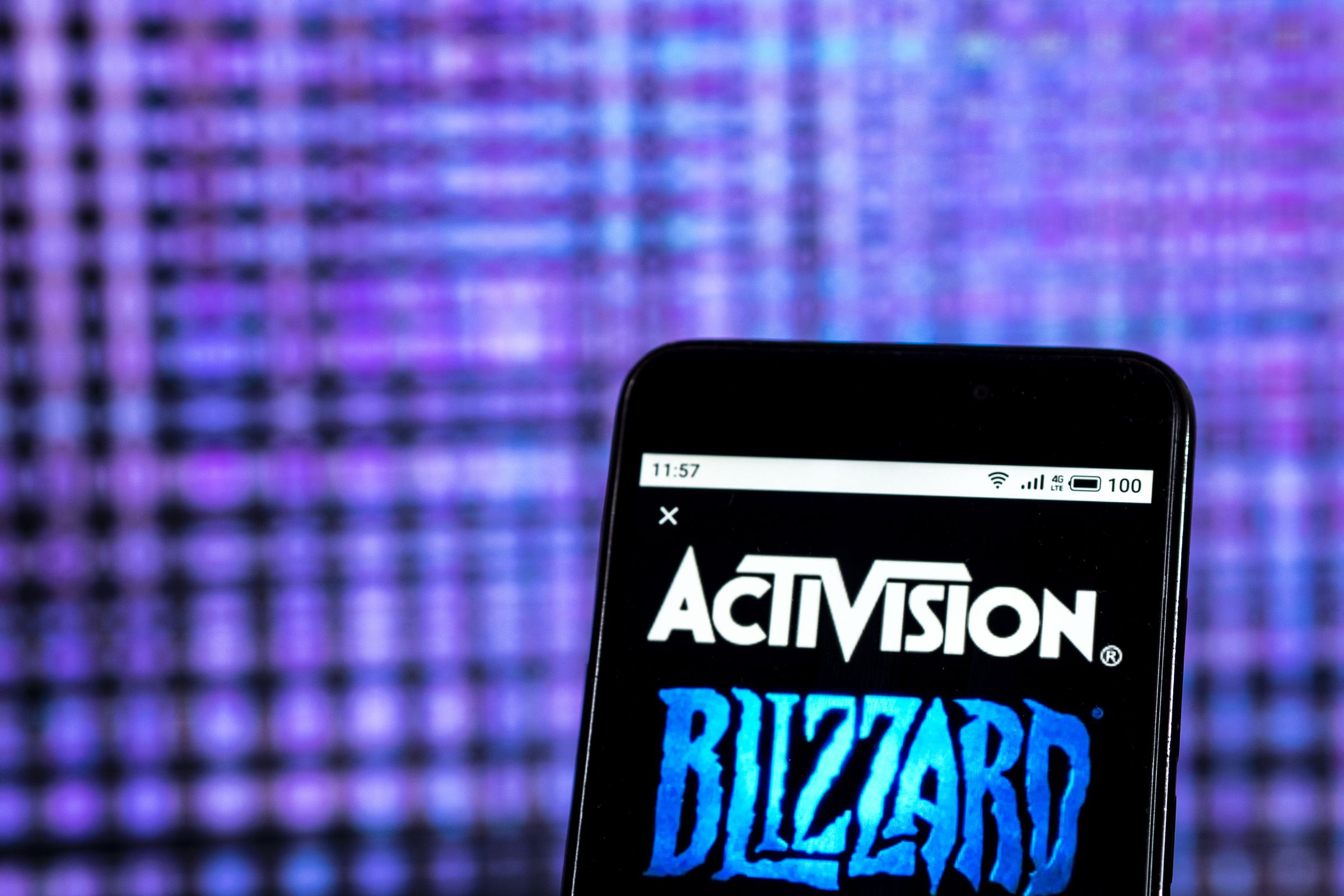 Activision Blizzard Video game company logo seen displayed