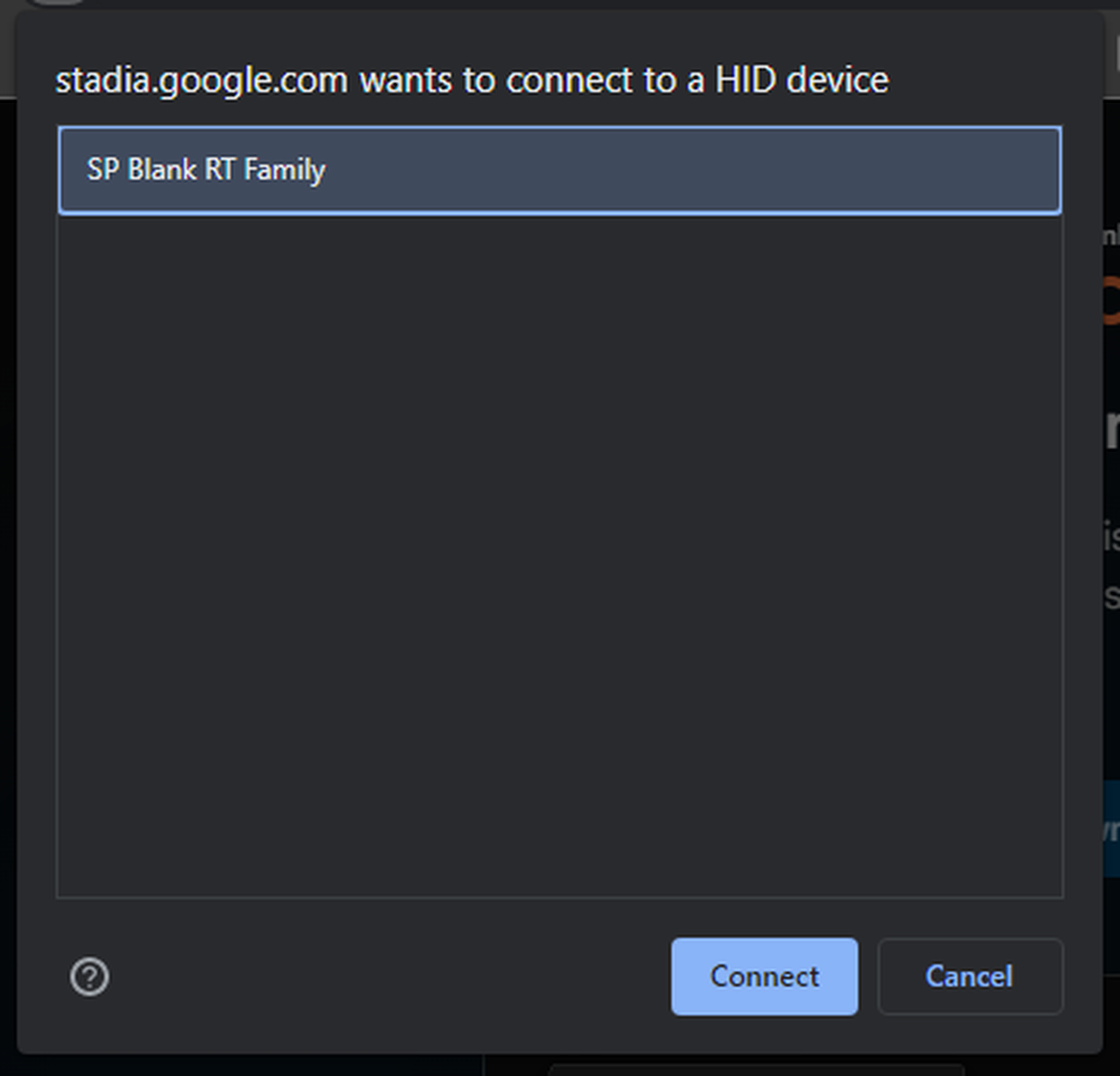 Screenshot che mostra come attivare la modalità Bluetooth sulla console di Google Stadia