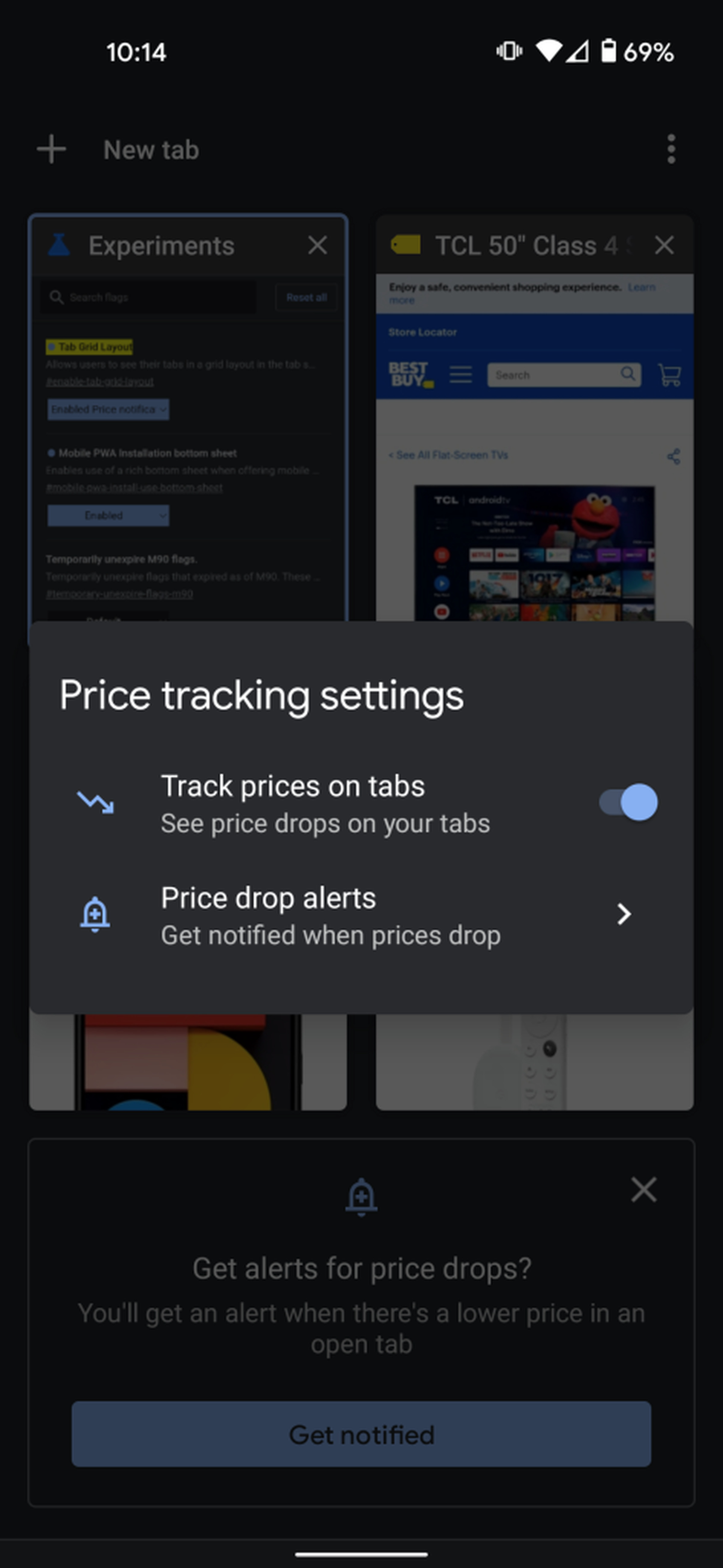 The tool promises to let you “See price drops on your tabs.”