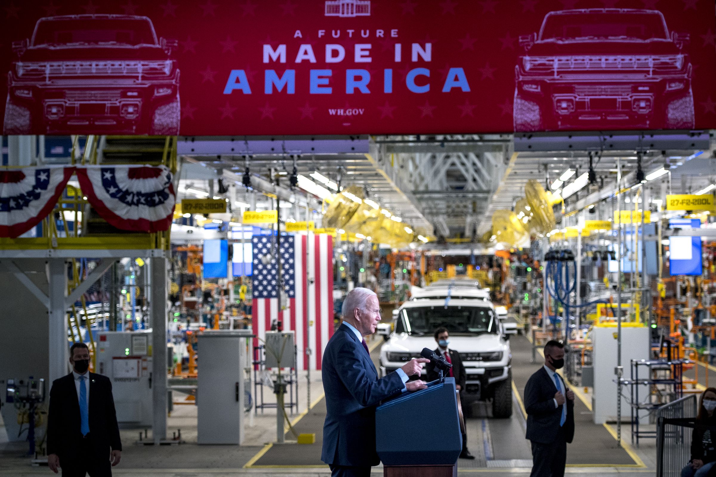 President Biden Visits GM ZERO Factory In Detroit