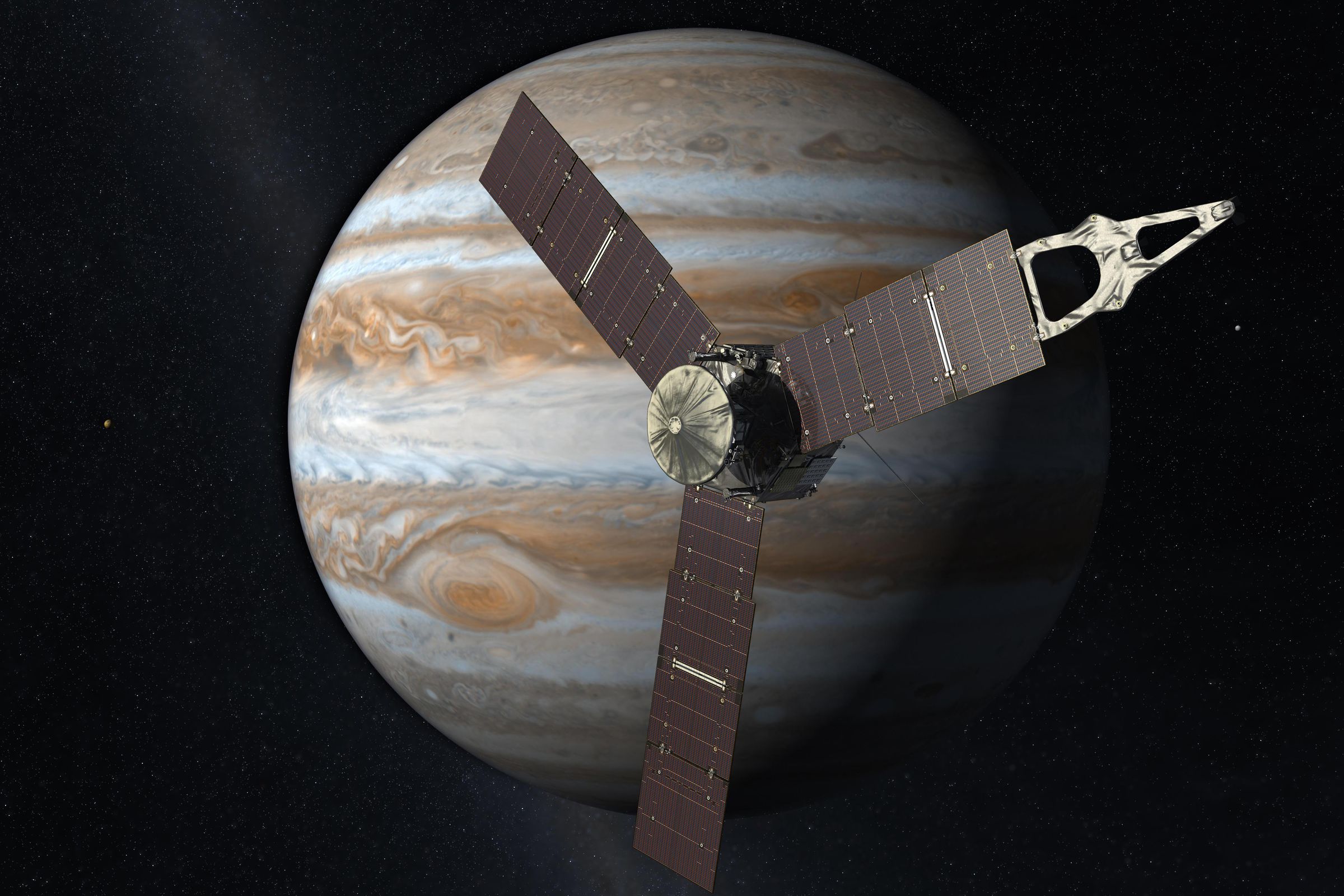 A rendering of NASA’s Juno spacecraft.