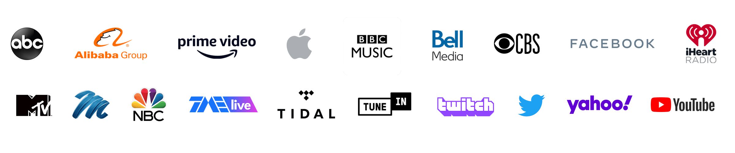 A selection of the streaming providers and broadcasters the organization has partnered with for the event.