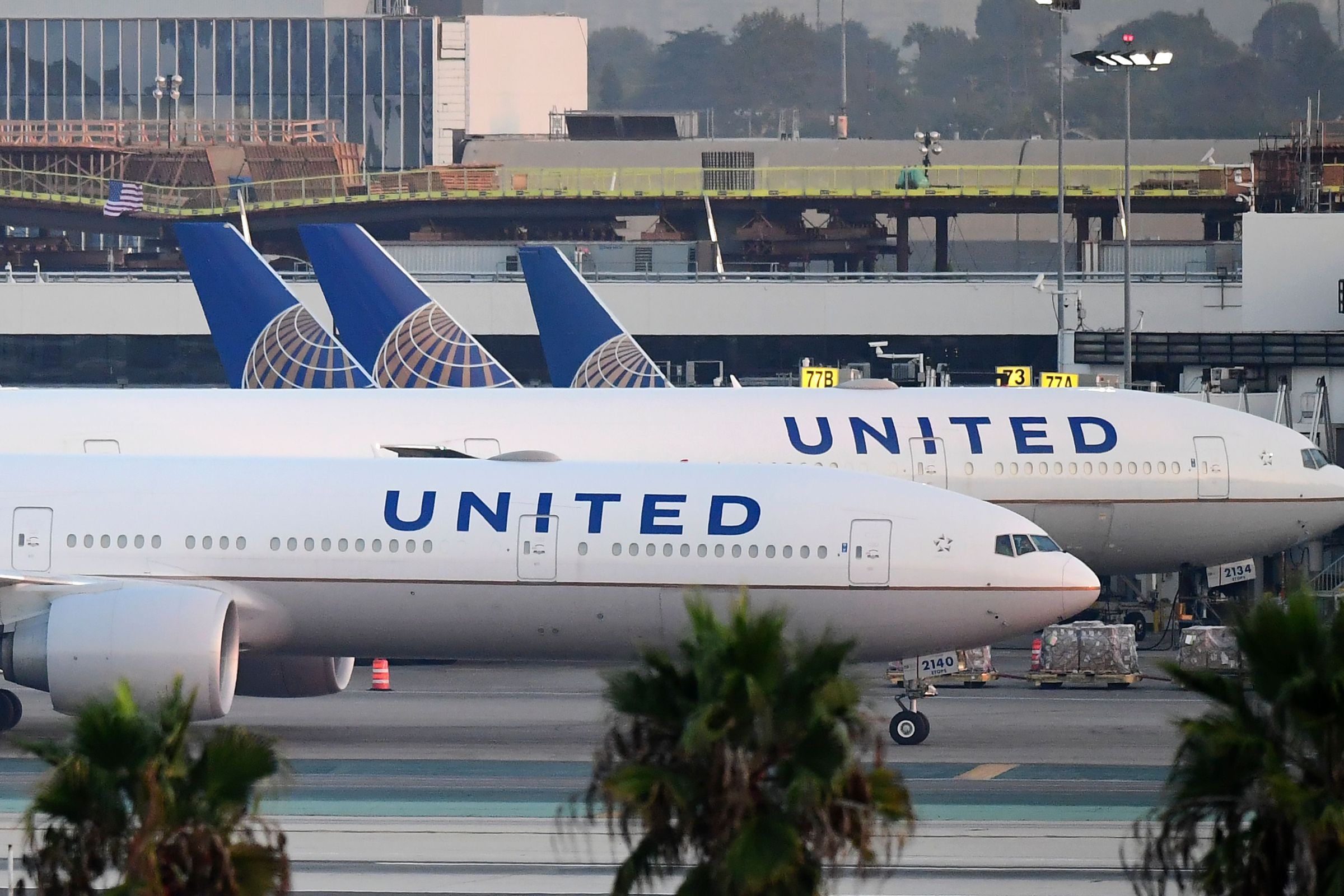 United Airlines aircraft on the tarmac at Los Angeles International Airport in October.