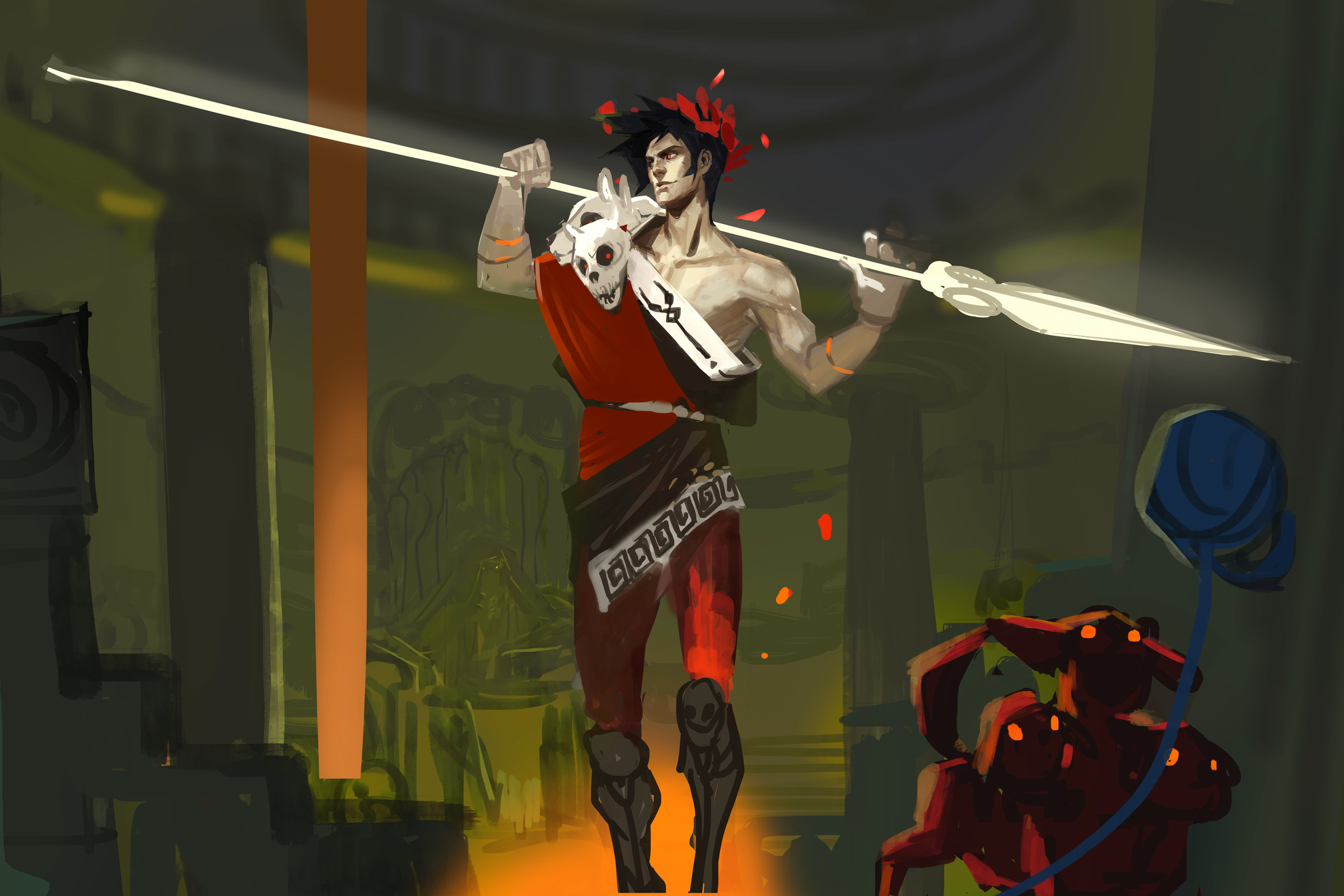Concept art for Hades’ hero Zagreus, courtesy of Supergiant Games.