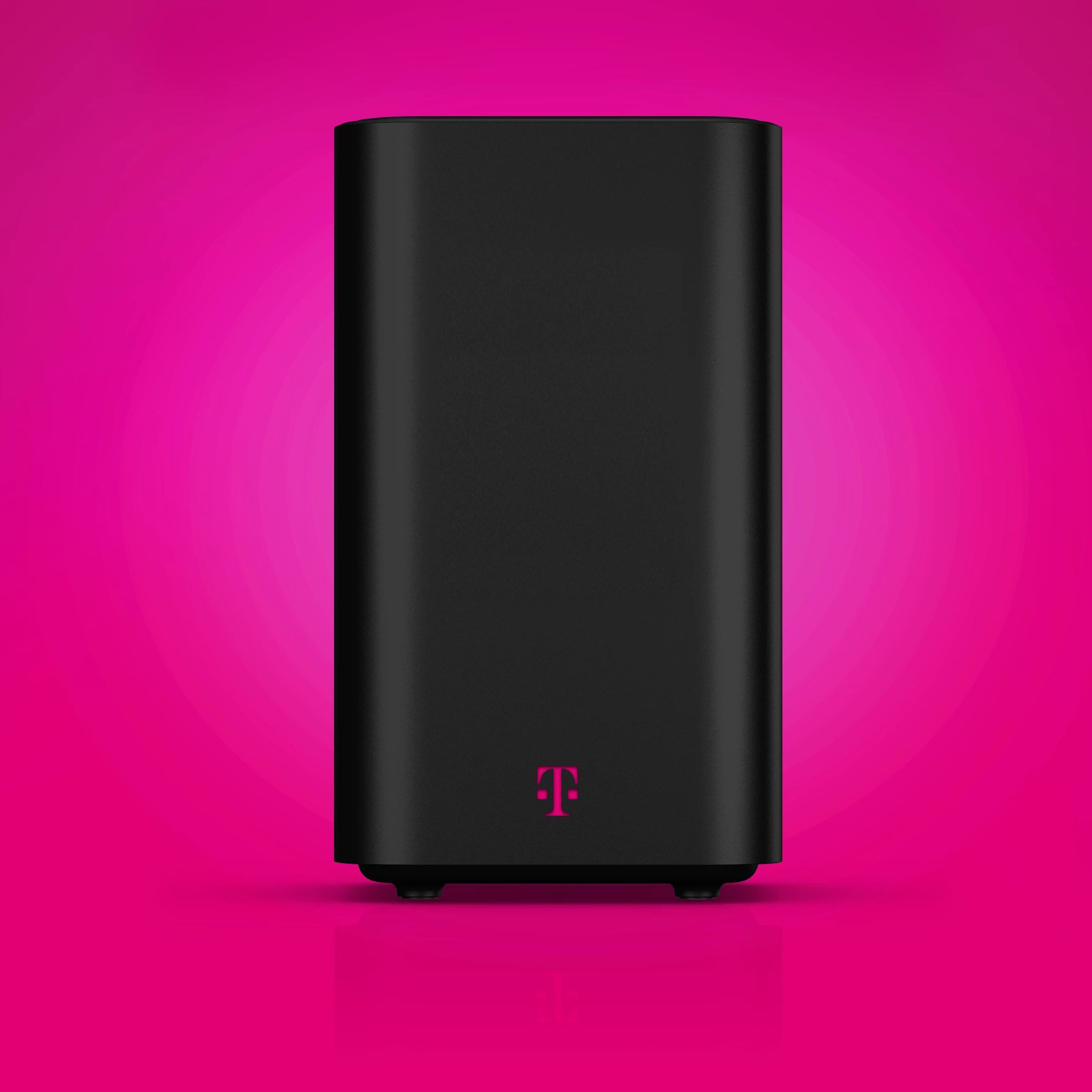 Picture of T-Mobile home internet gateway on a magenta background.