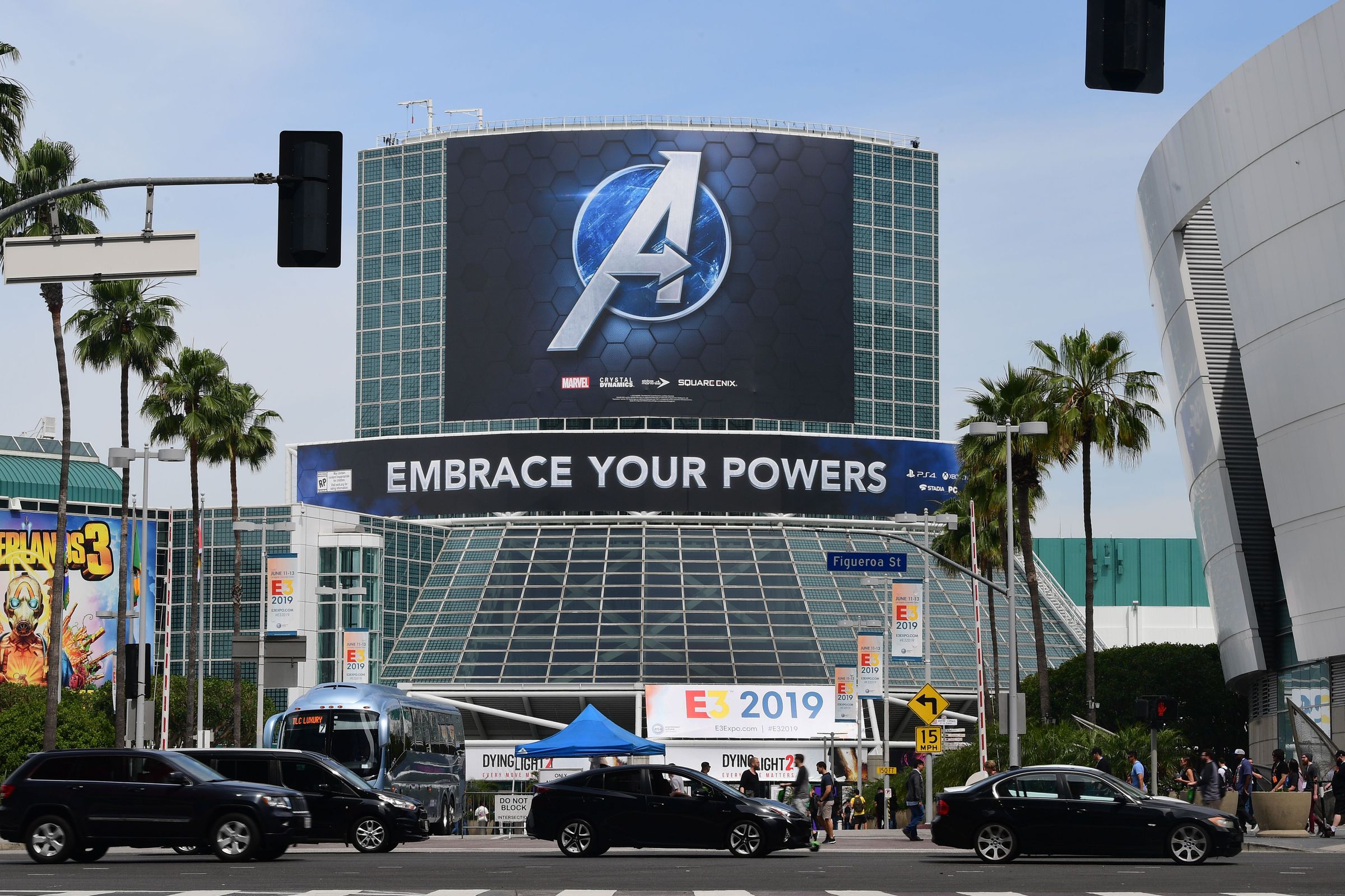 A photo of the 2019 Electronic Entertainment Expo, also known as E3, opening in Los Angeles, California.