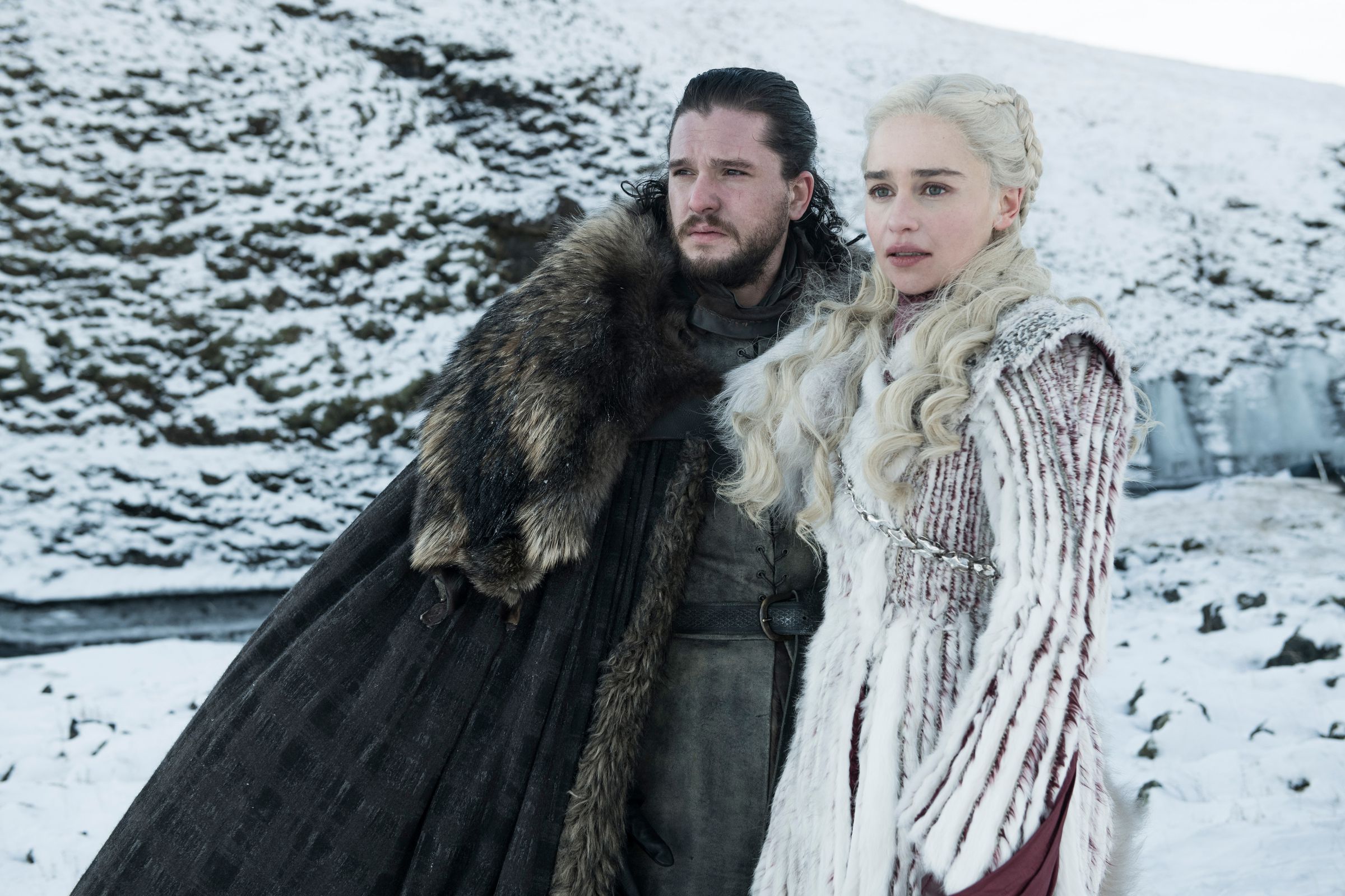 Jon Snow and Daenerys in Game of Thrones season eight. 